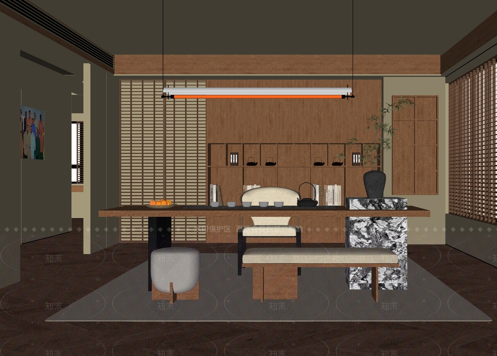 现代茶室SU模型下载【ID:1206557195】