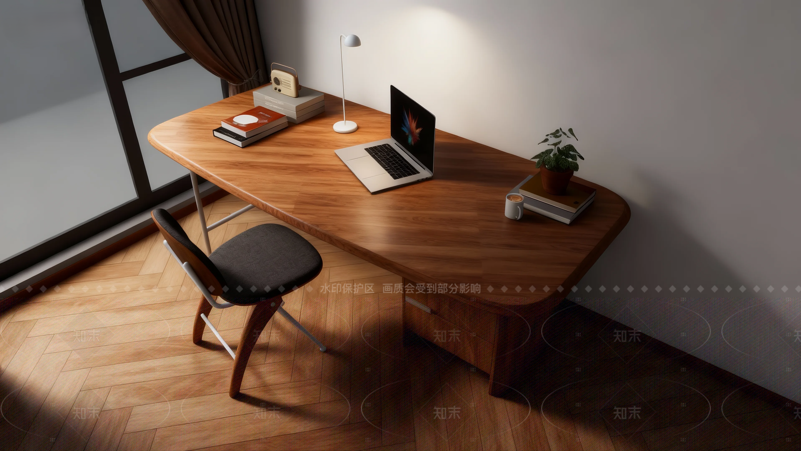 中式复古书桌椅SU模型下载【ID:1206563750】