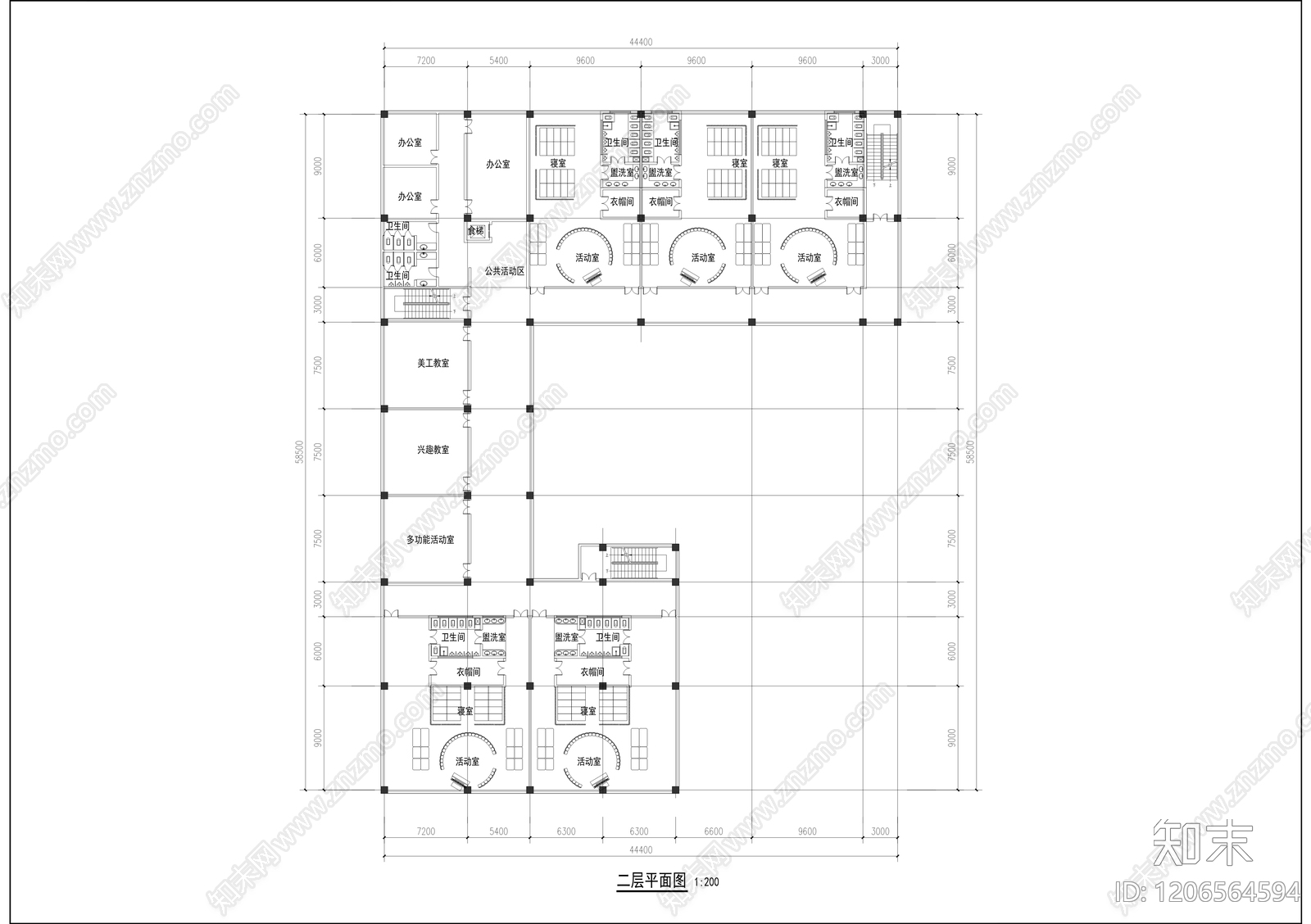 现代简约幼儿园建筑施工图下载【ID:1206564594】