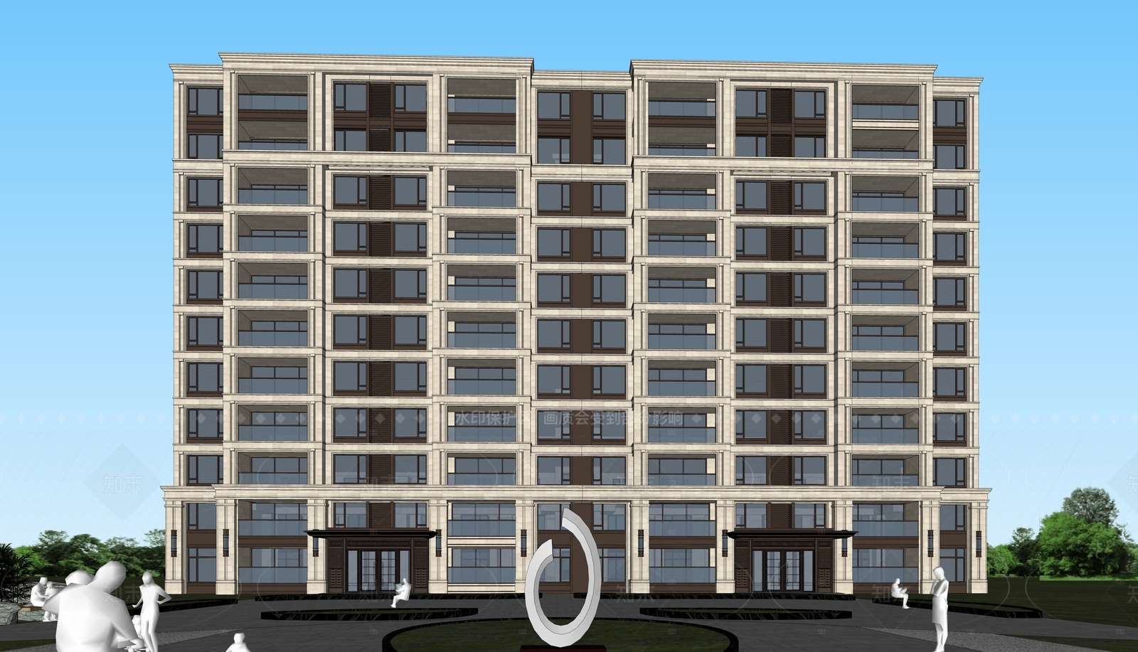 欧式多层住宅SU模型下载【ID:1206565878】