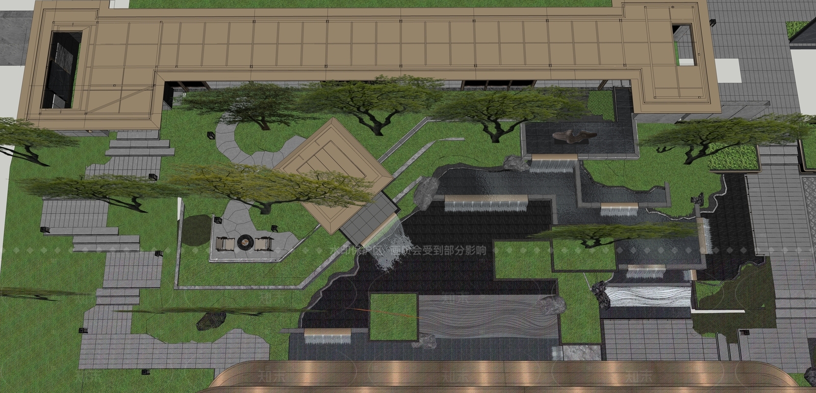 现代轻奢住宅区景观SU模型下载【ID:1206568071】