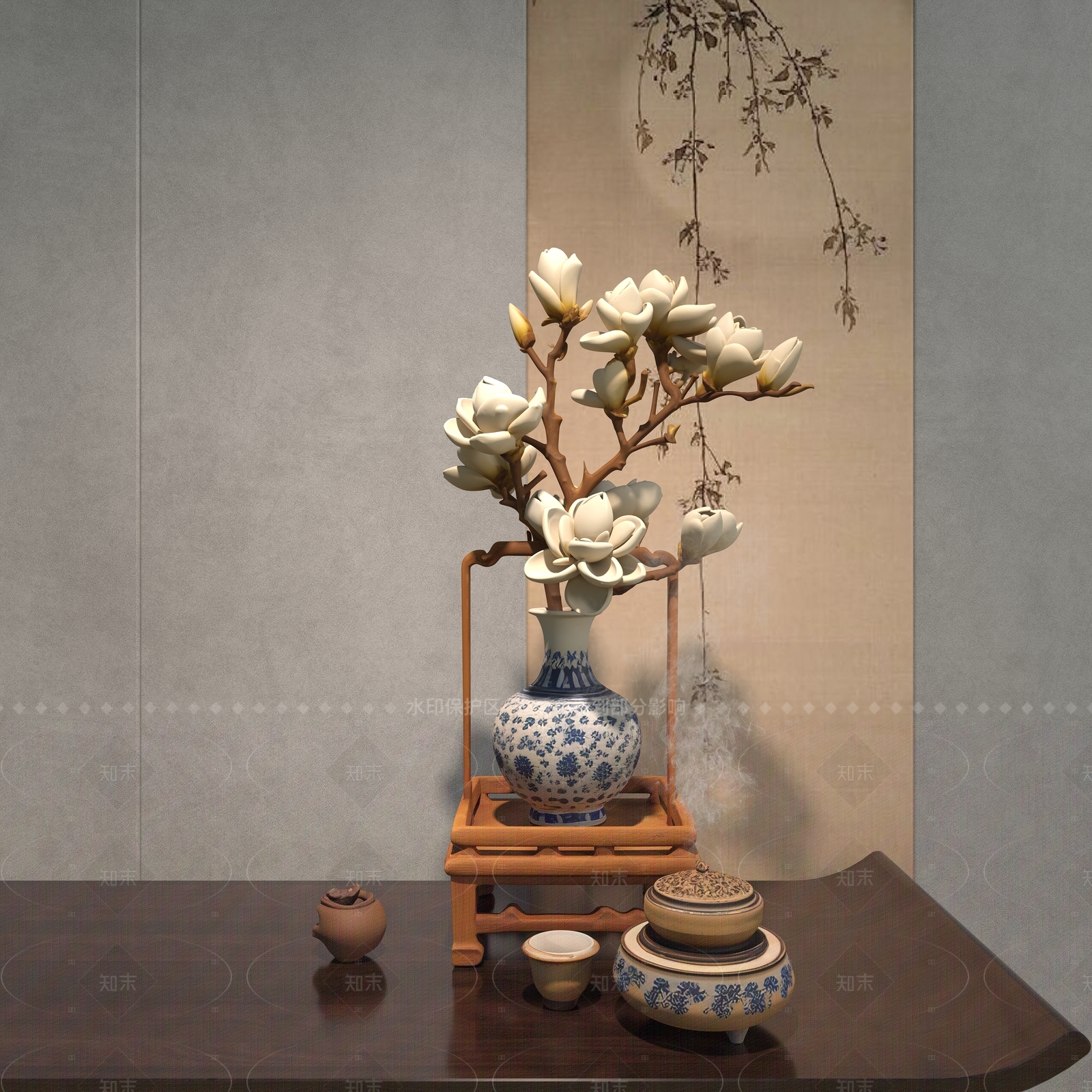 新中式摆件组合3D模型下载【ID:1206568608】