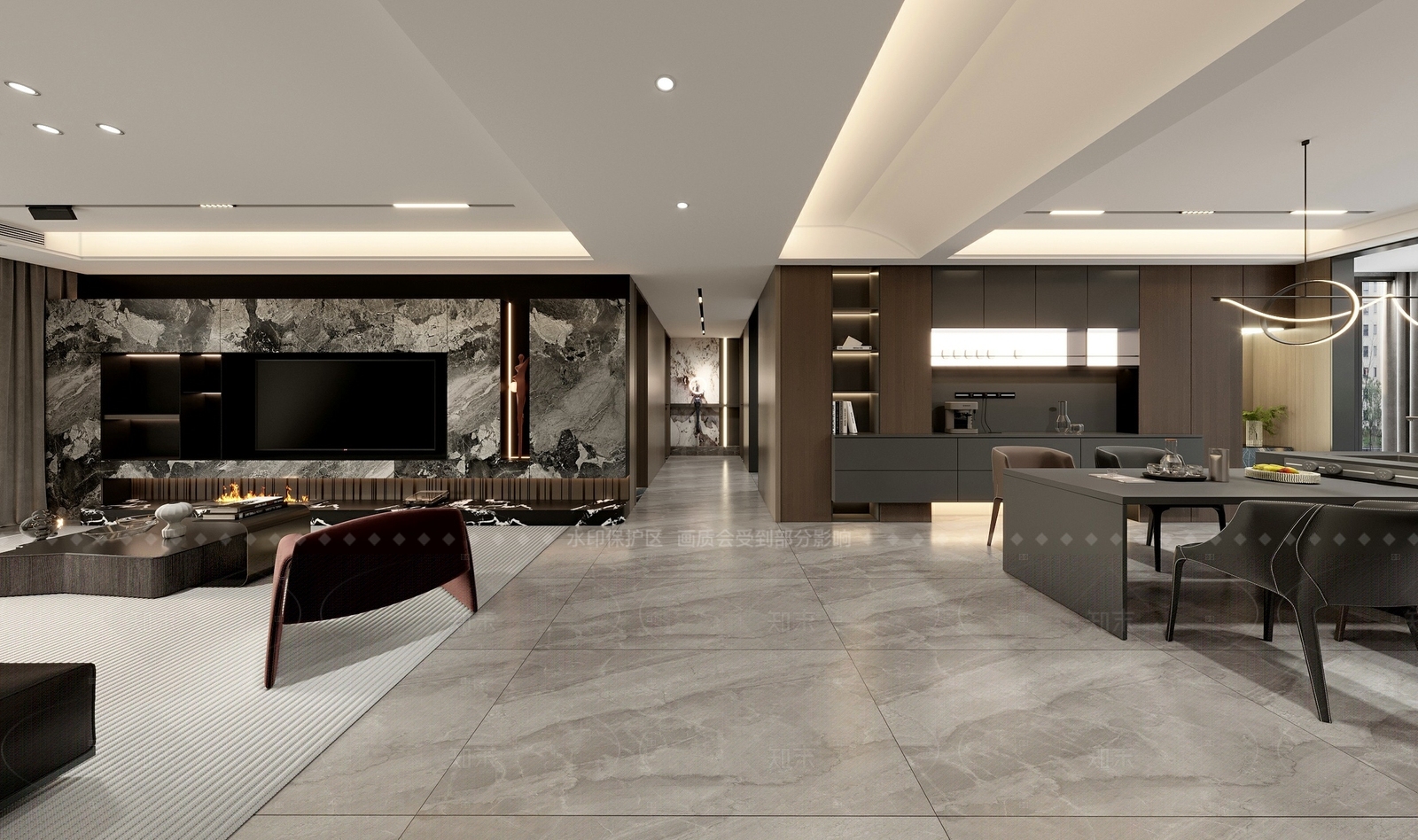 日式意式大平层客餐厅3D模型下载【ID:1206571202】