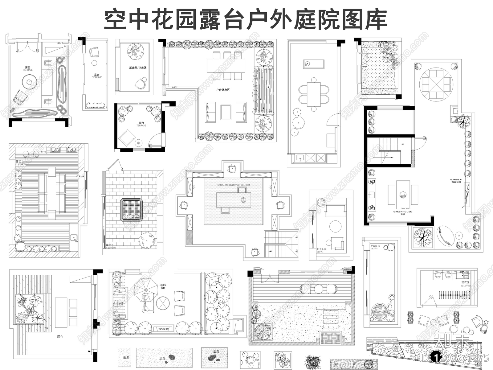 现代庭院施工图下载【ID:1206571275】