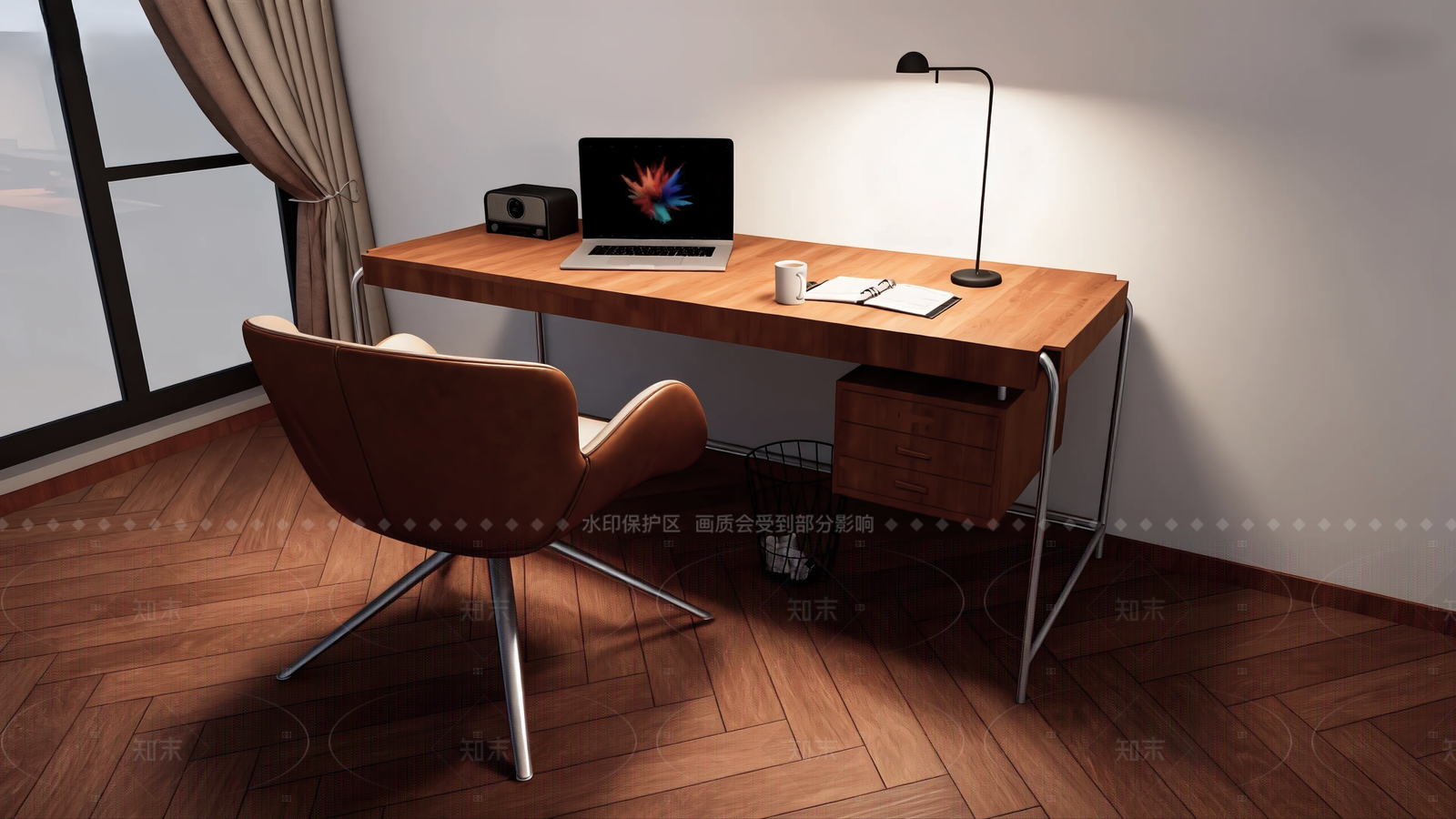 中式复古书桌椅SU模型下载【ID:1206573521】