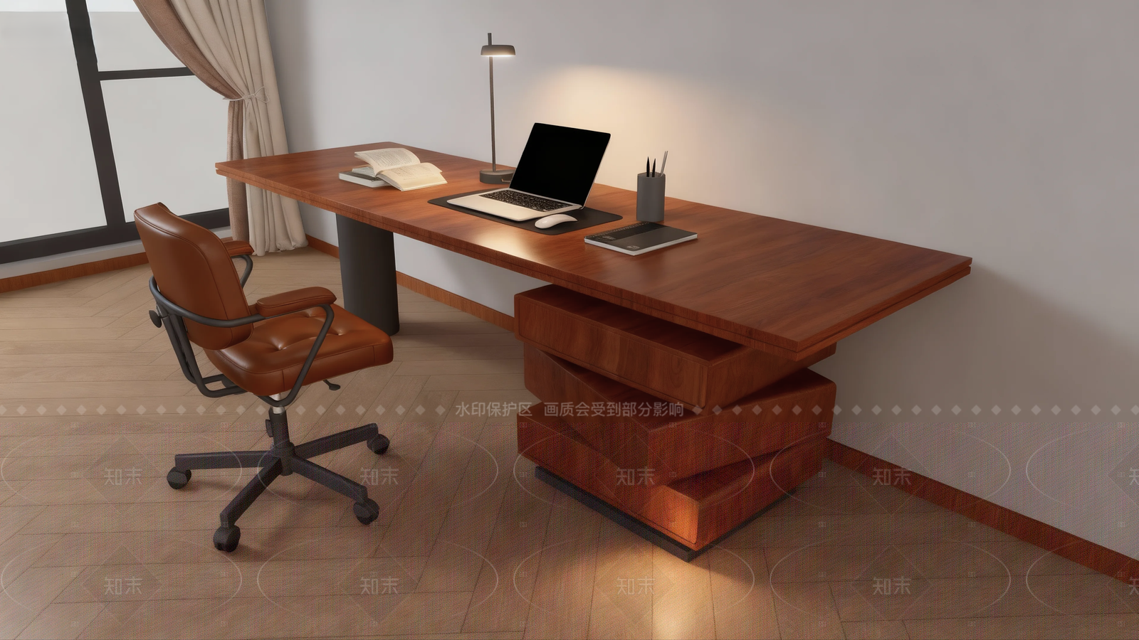 中式复古书桌椅SU模型下载【ID:1206573787】