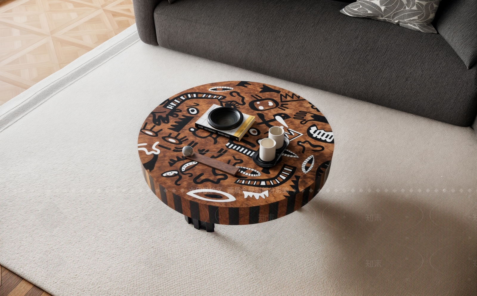中古奶油茶几SU模型下载【ID:1206574833】
