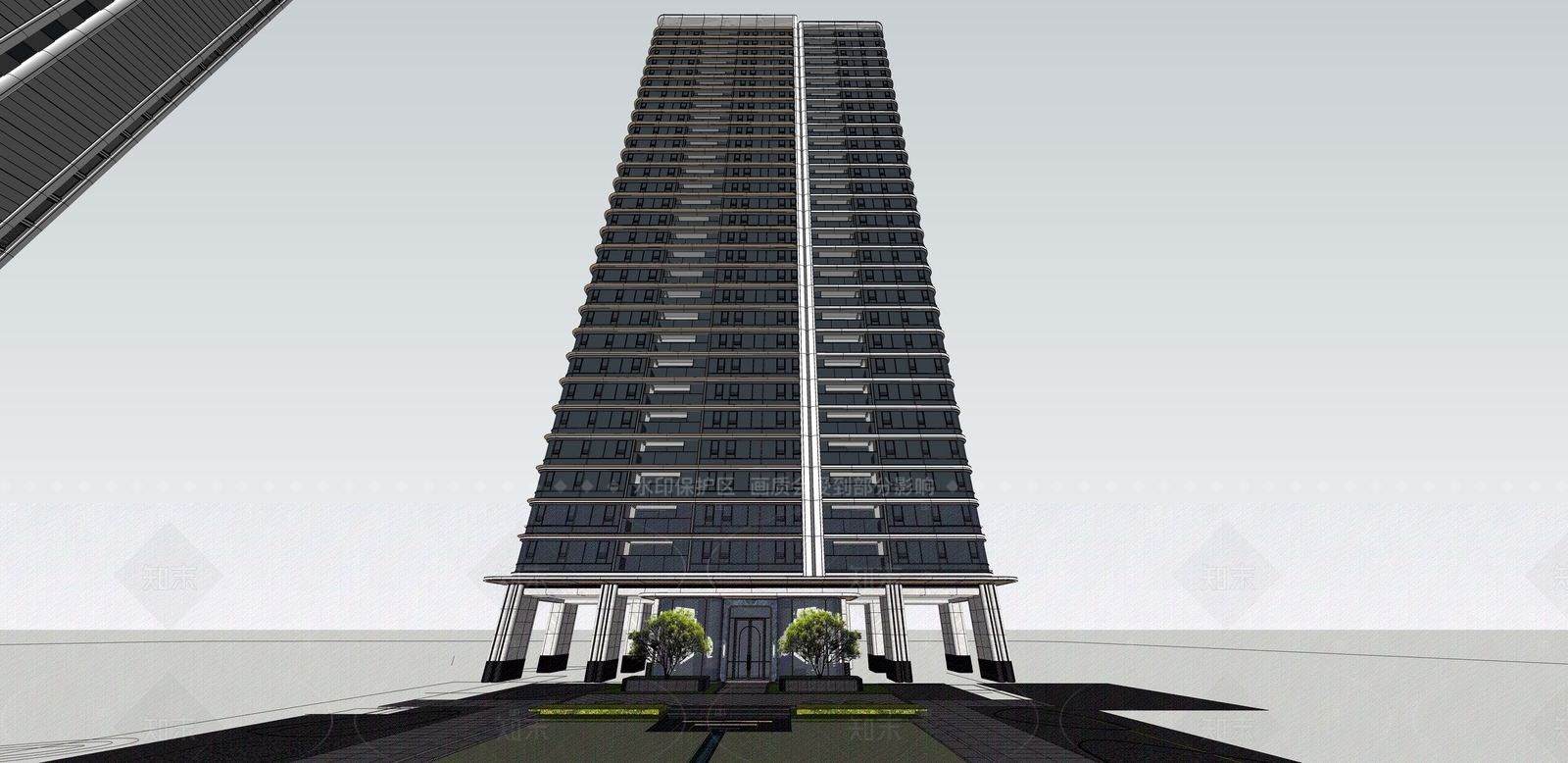 简约轻奢高层住宅SU模型下载【ID:1206595123】