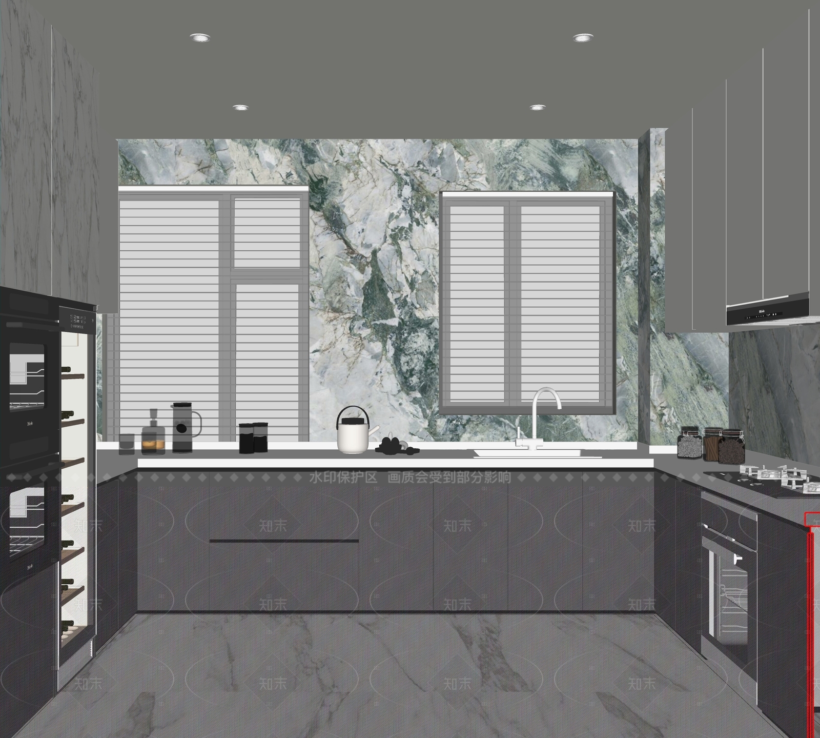现代封闭式厨房SU模型下载【ID:1206574951】