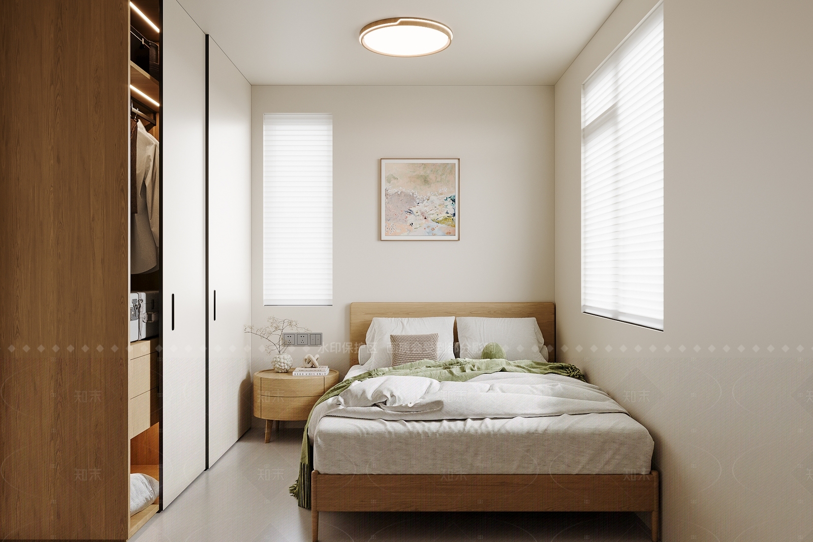 奶油原木家居卧室SU模型下载【ID:1206575654】