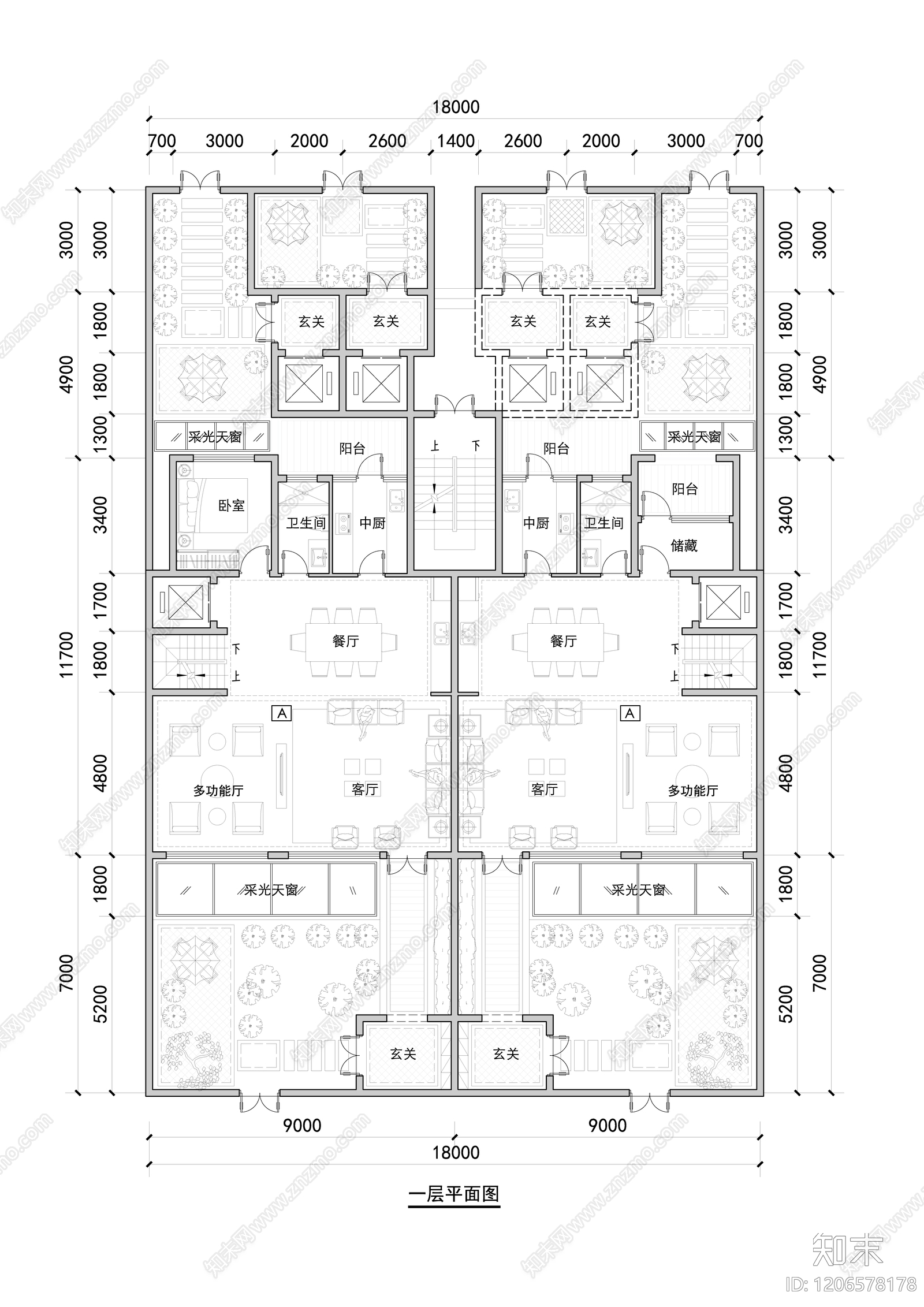 现代新中式别墅建筑施工图下载【ID:1206578178】