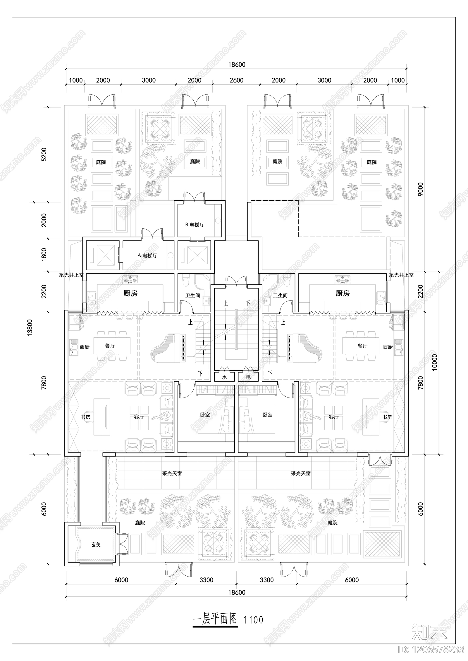 现代新中式别墅建筑施工图下载【ID:1206578233】