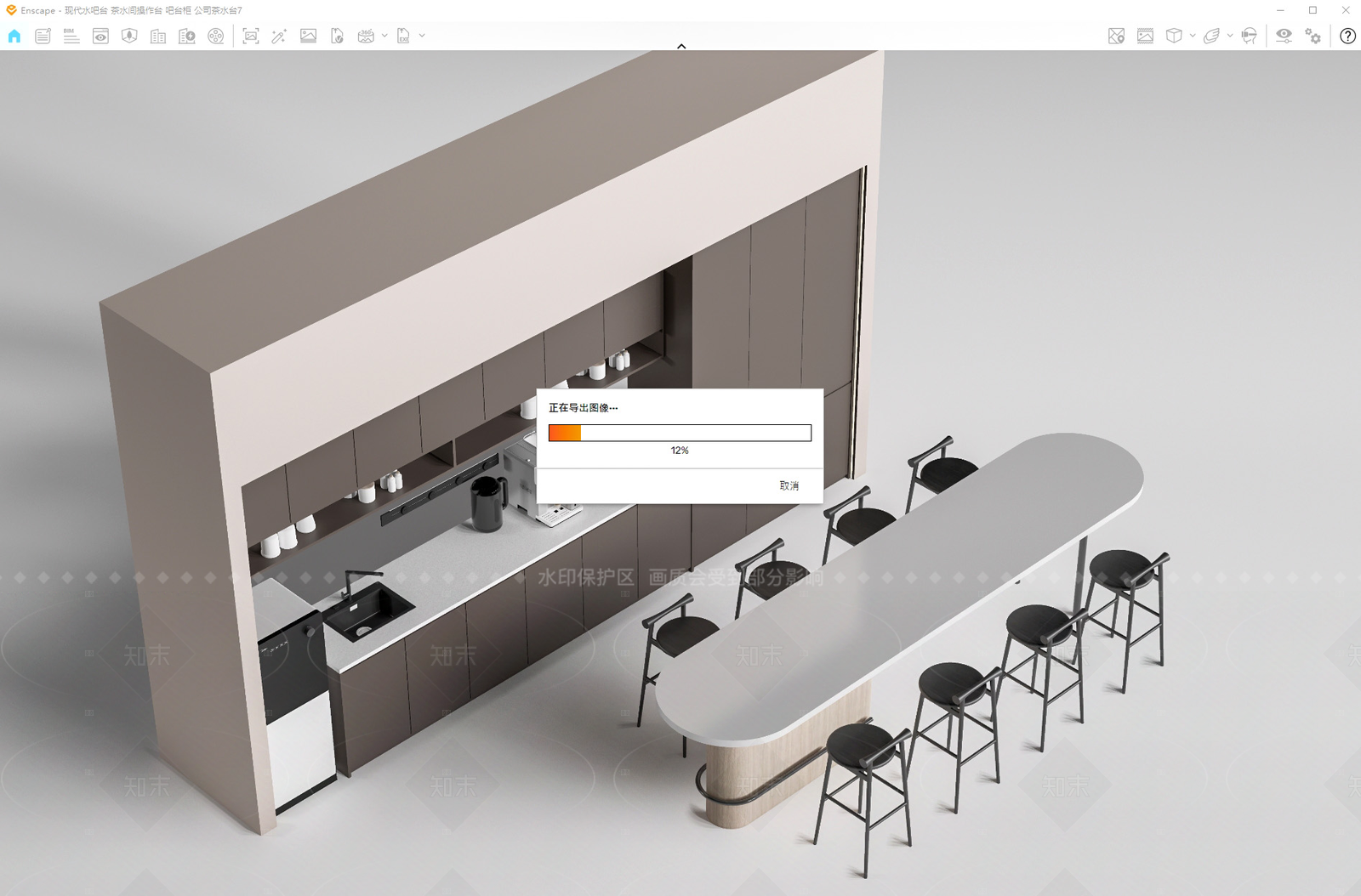 现代吧台SU模型下载【ID:1206581834】