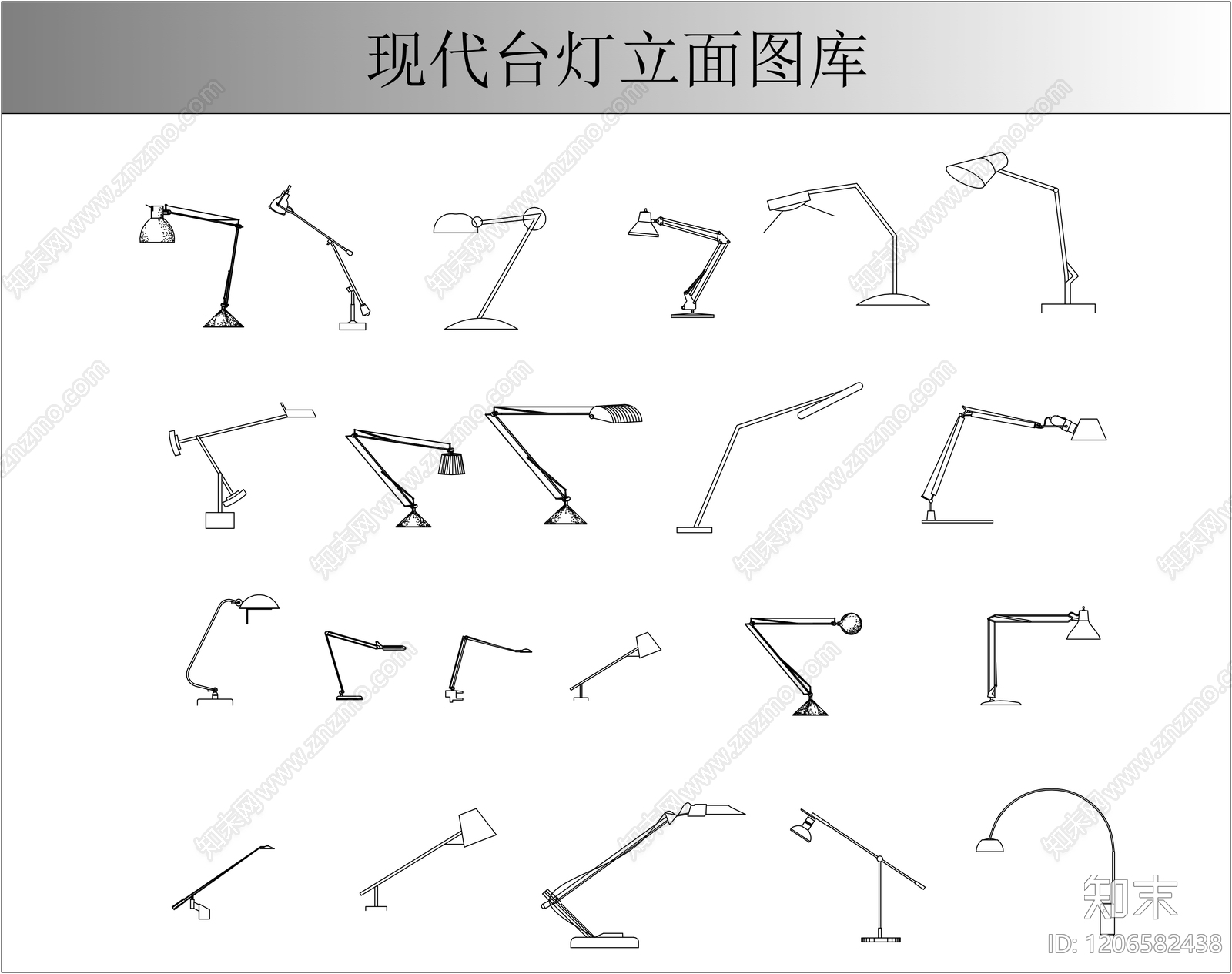 现代灯具图库cad施工图下载【ID:1206582438】