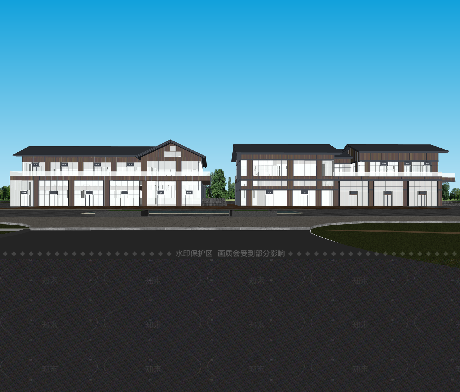 现代商业街SU模型下载【ID:1206583594】