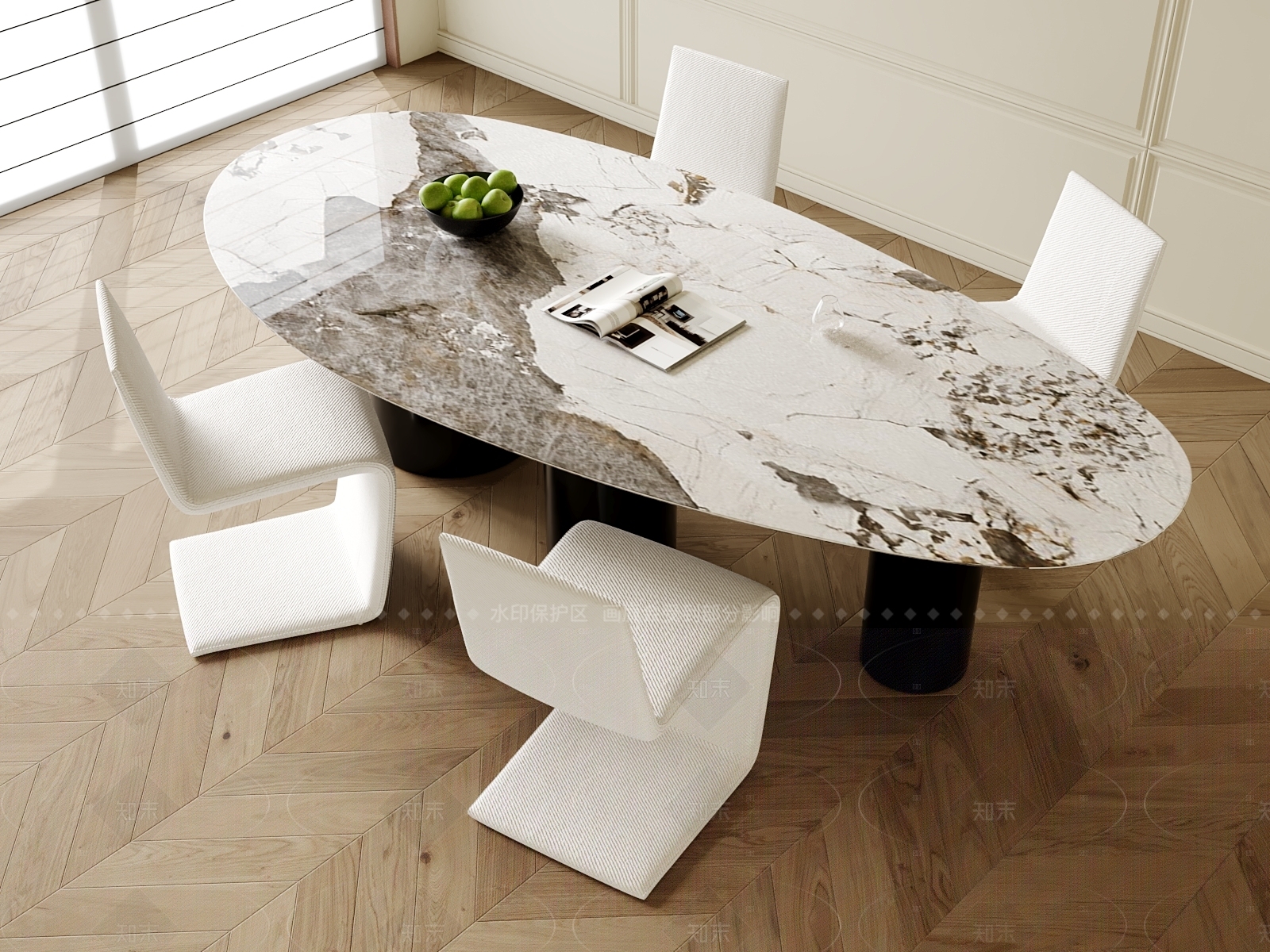 现代简约餐桌椅3D模型下载【ID:1206585941】