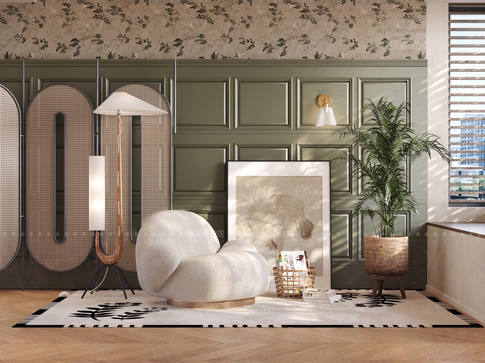 奶油法式休闲椅3D模型下载【ID:1206586173】