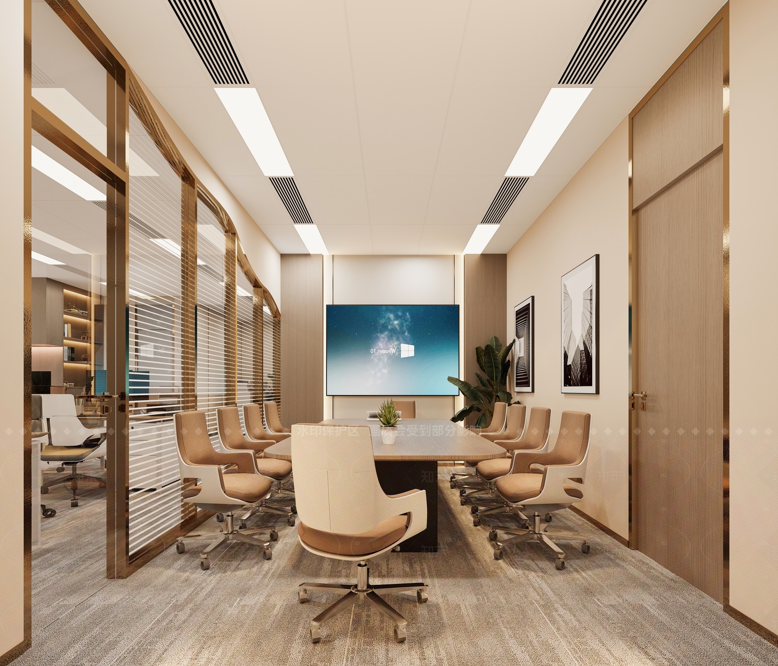 现代轻奢办公大厅3D模型下载【ID:1206586471】
