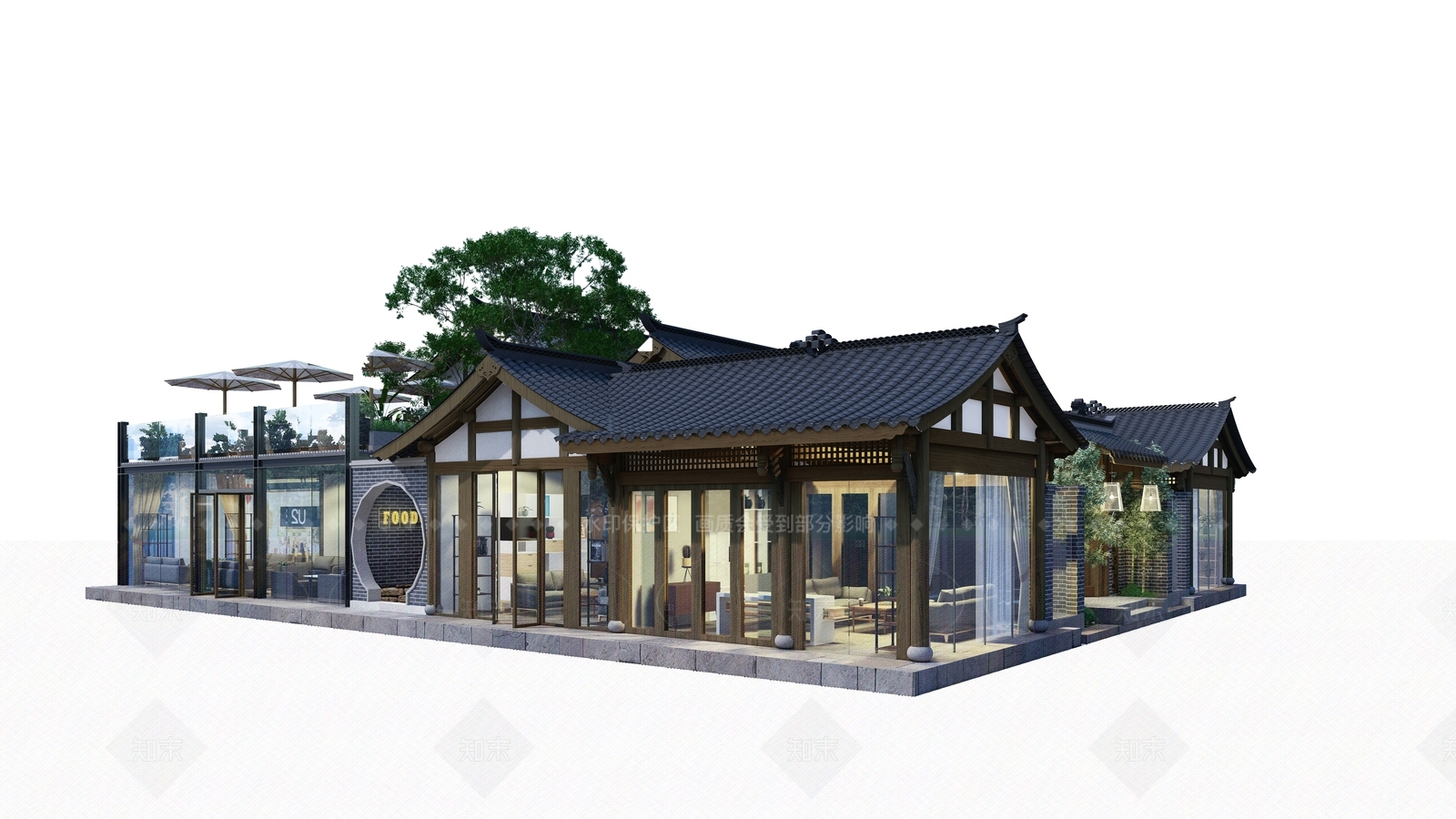 新中式日式风格建筑SU模型下载【ID:1206593060】