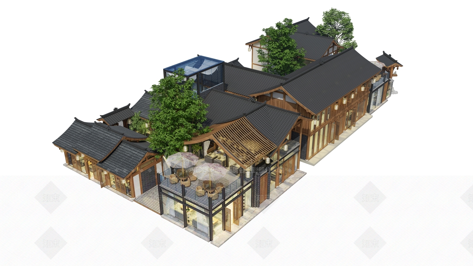 新中式日式风格建筑SU模型下载【ID:1206630463】