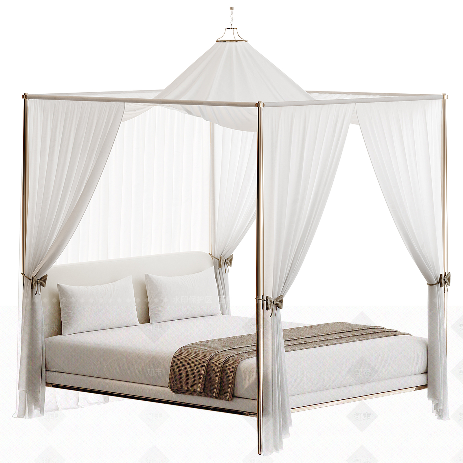 现代双人床3D模型下载【ID:1206594787】