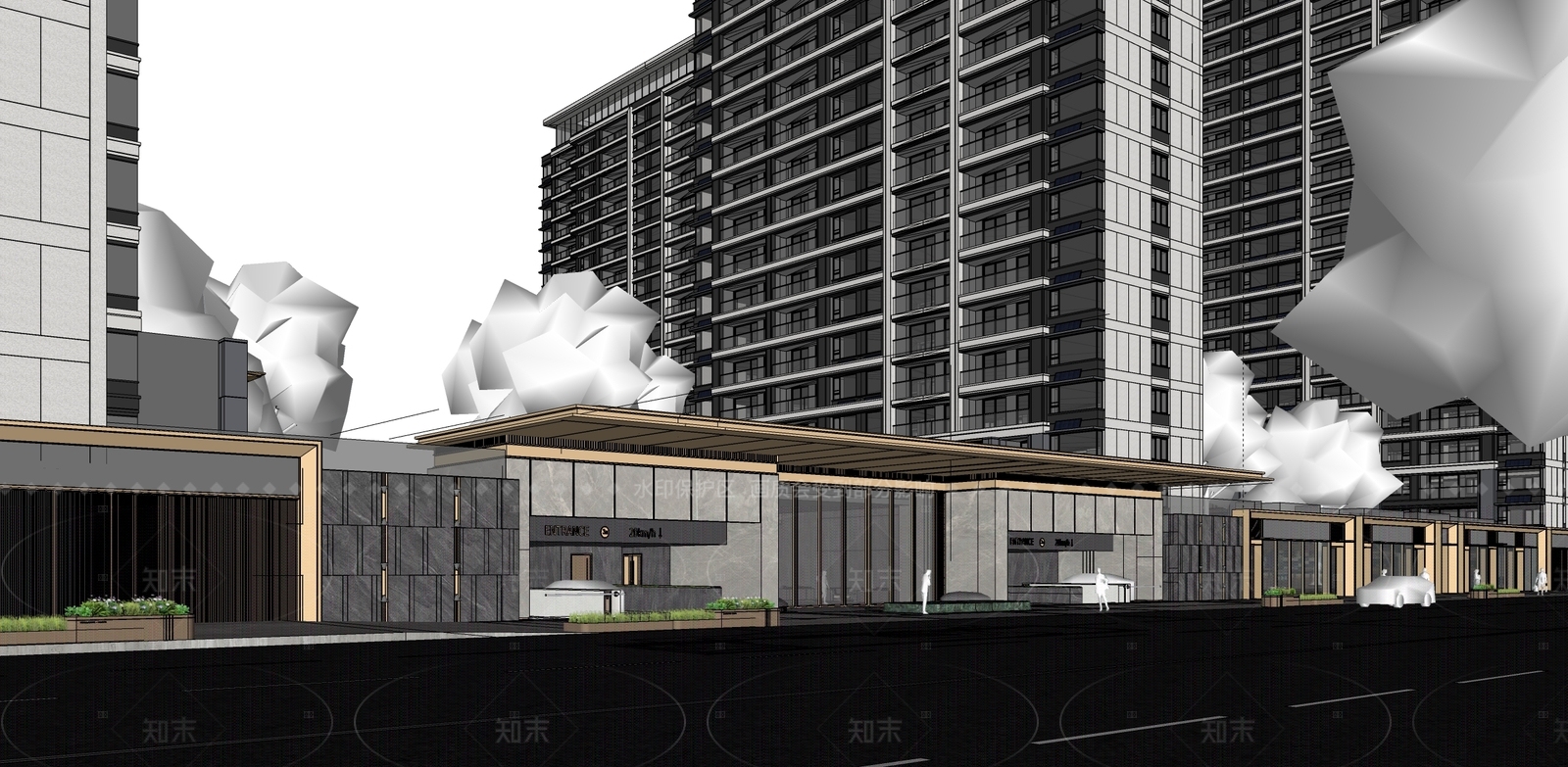现代小区建筑SU模型下载【ID:1206596108】