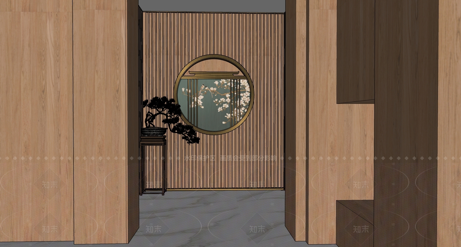 新中式艺术装置SU模型下载【ID:1206596689】