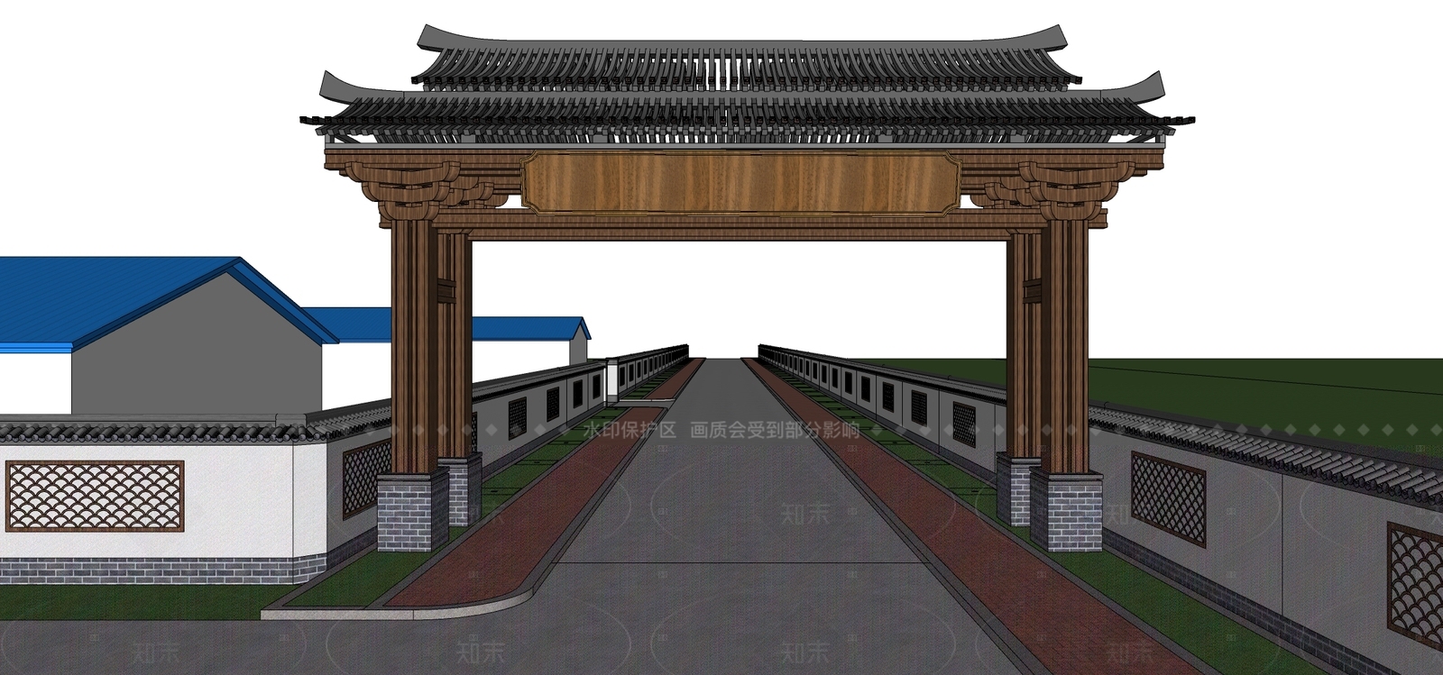 新中式中式牌坊牌楼SU模型下载【ID:1206598023】