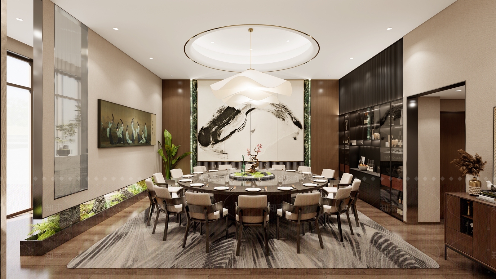 新中式中餐厅SU模型下载【ID:1206598660】