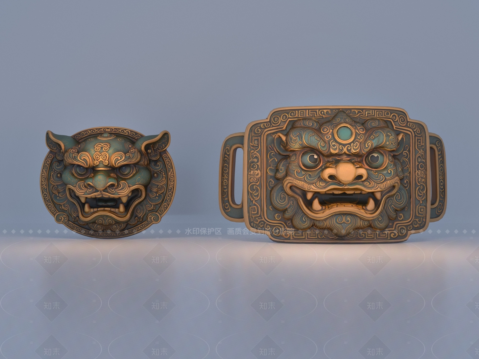 中式雕塑摆件3D模型下载【ID:1206602799】