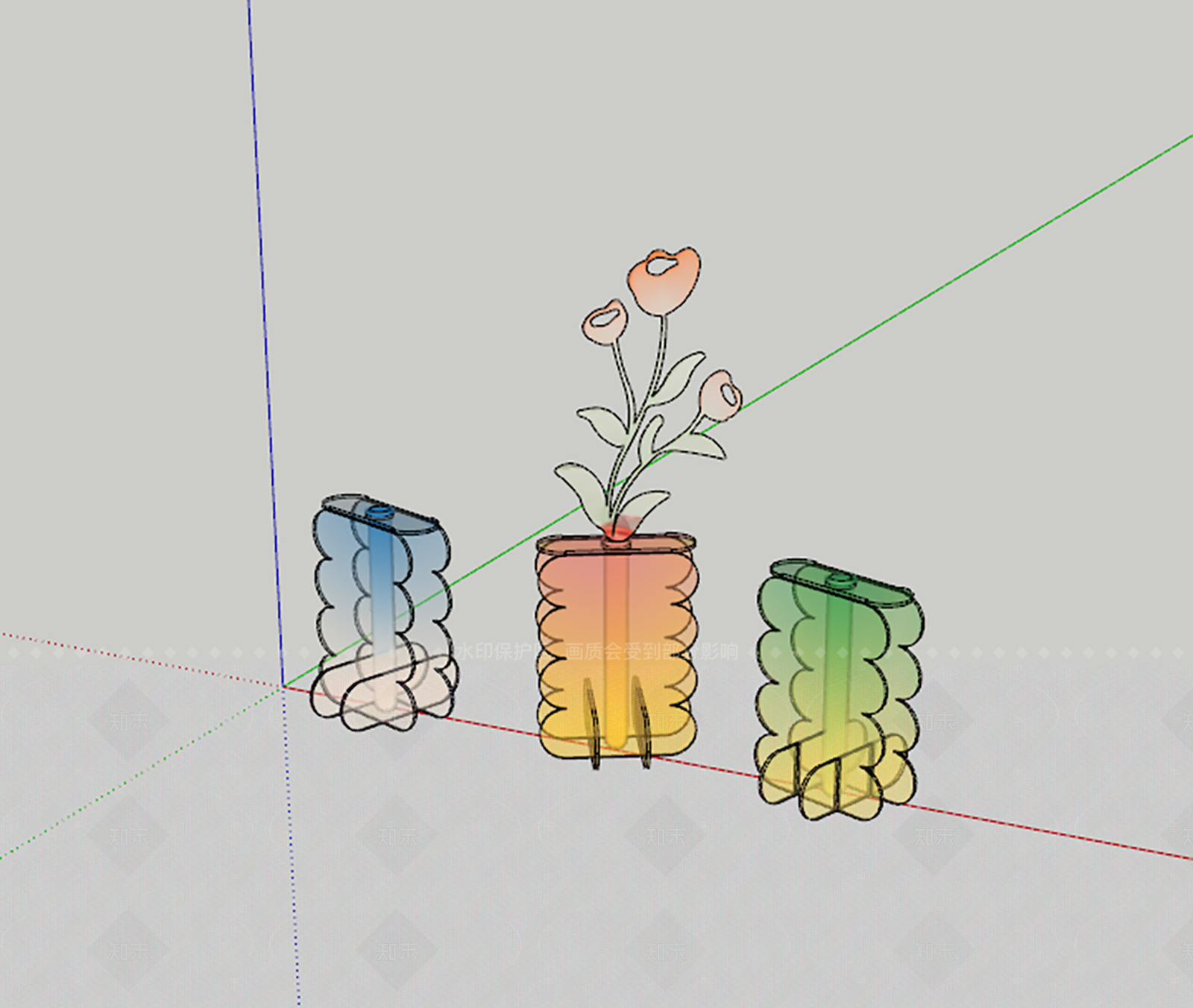 现代简约花艺SU模型下载【ID:1206602772】
