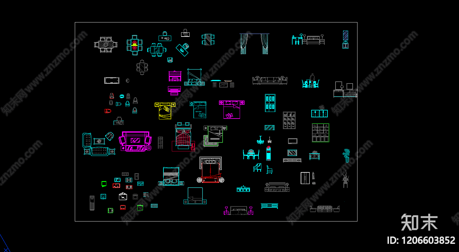 现代新中式家具图库施工图下载【ID:1206603852】