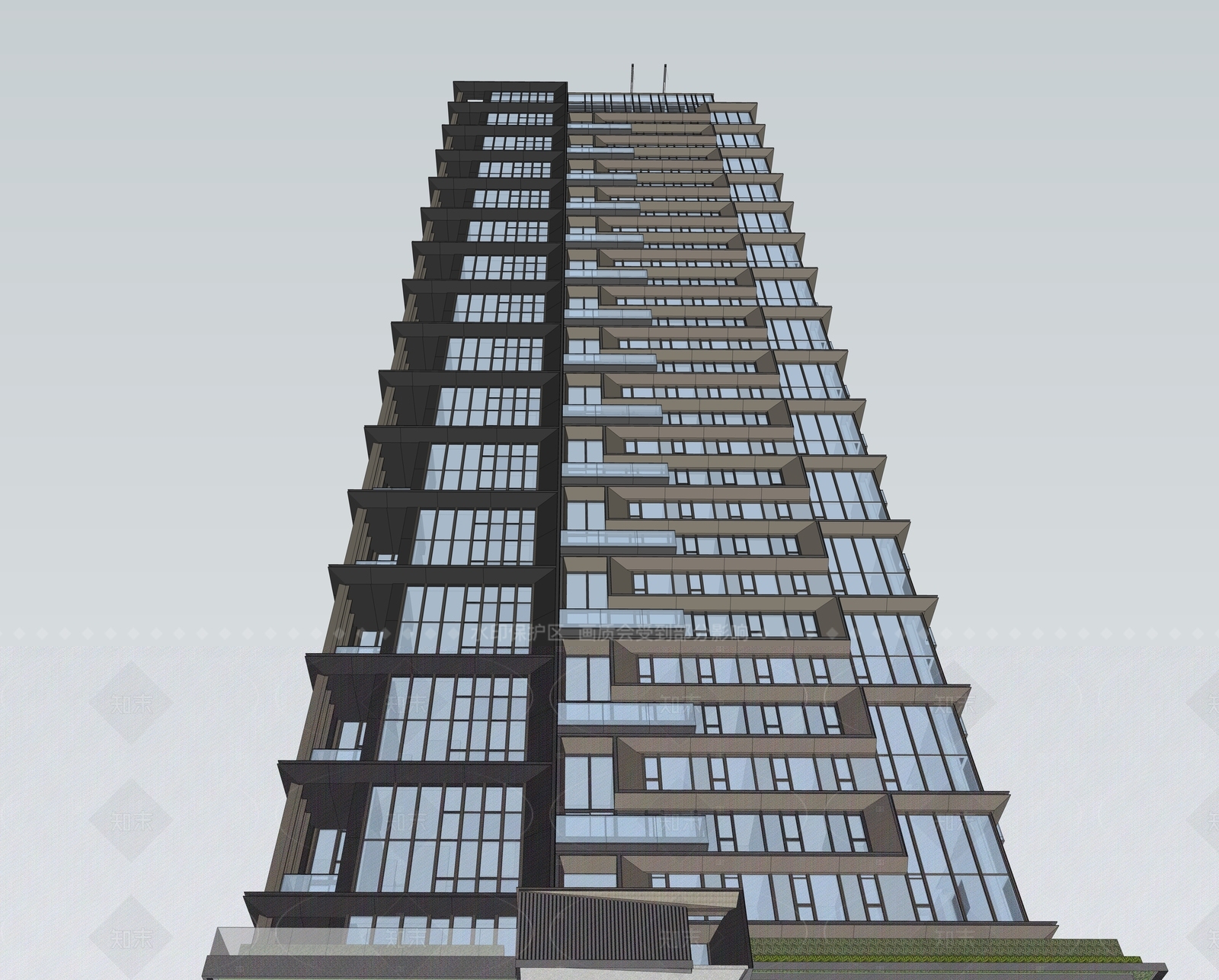 现代高层住宅SU模型下载【ID:1206606317】