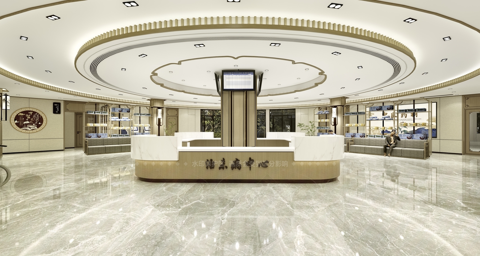 新中式医院SU模型下载【ID:1206607431】