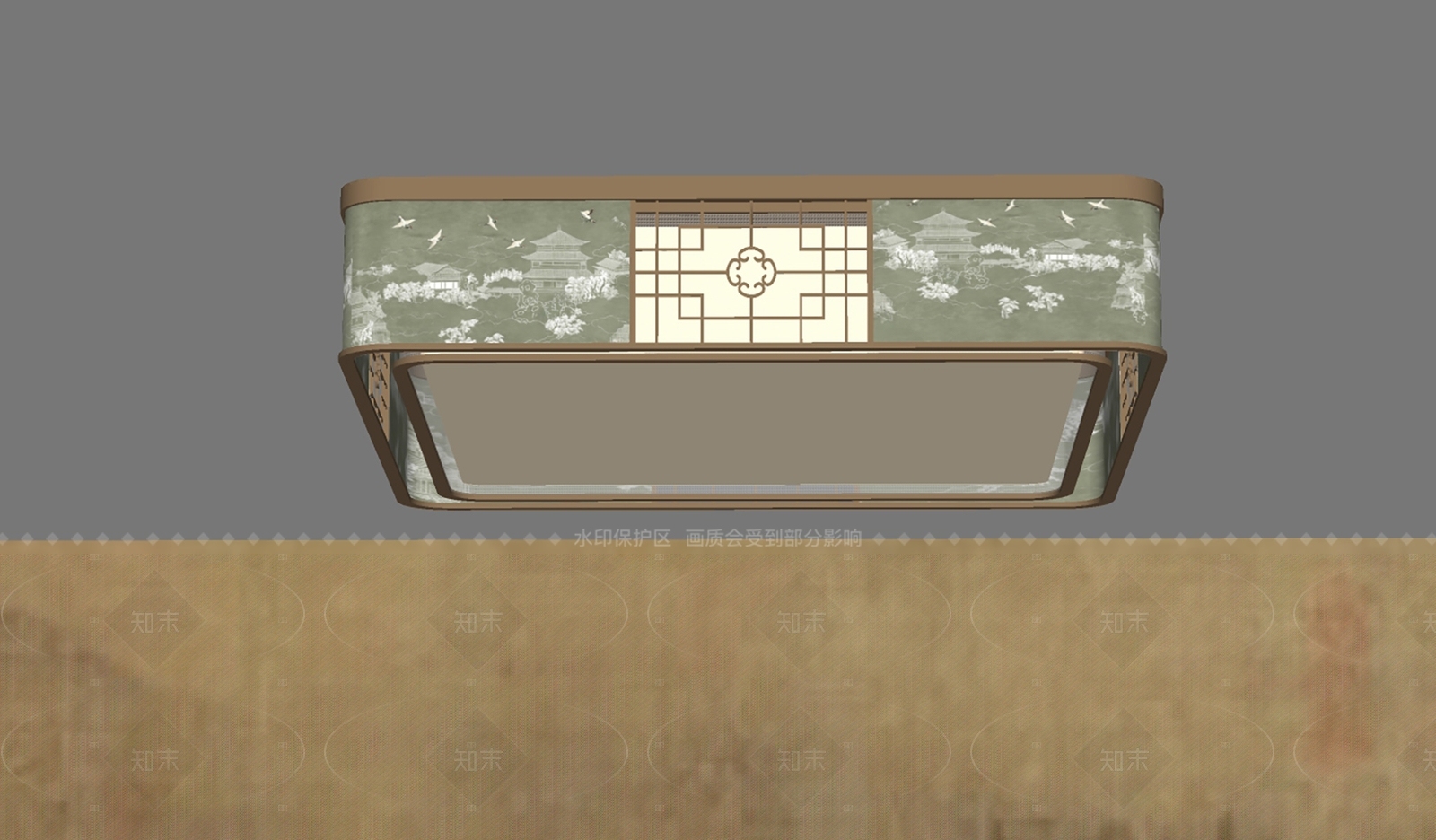 新中式禅意吸顶灯SU模型下载【ID:1206606842】