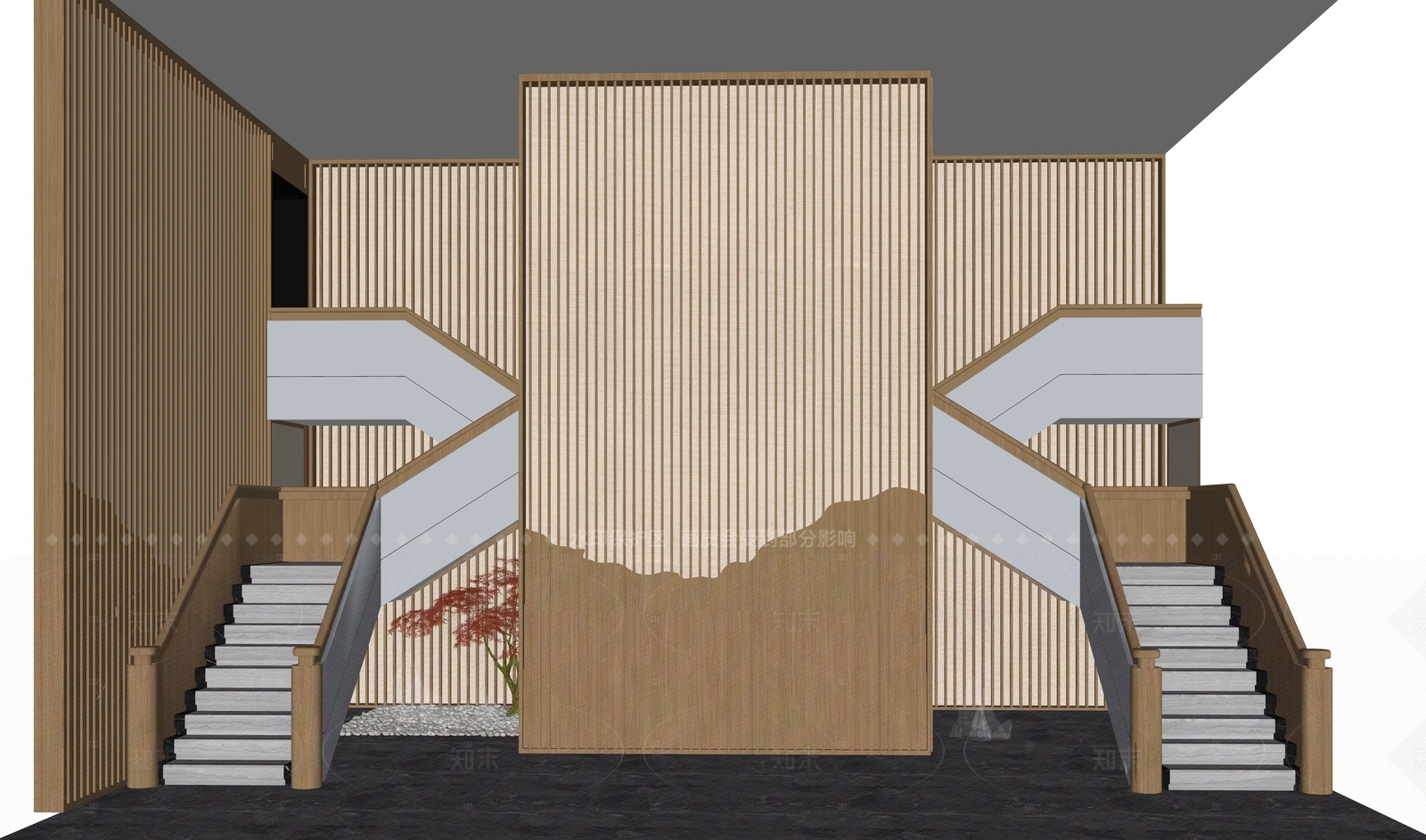 现代楼梯间SU模型下载【ID:1206608997】