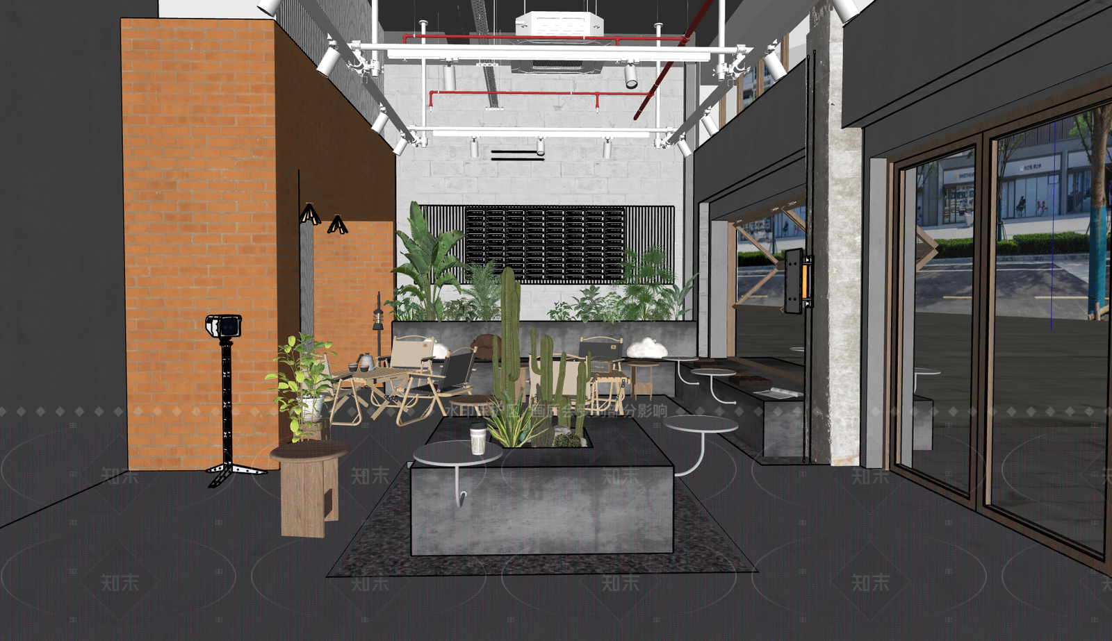 现代咖啡厅SU模型下载【ID:1206610096】