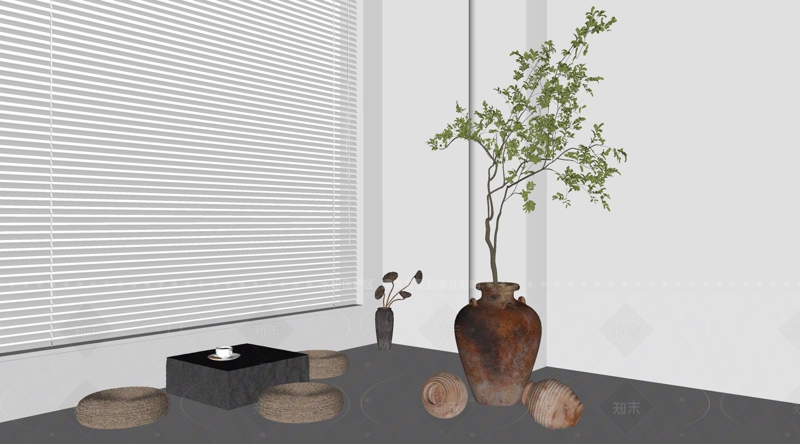 中式家居阳台SU模型下载【ID:1206610899】