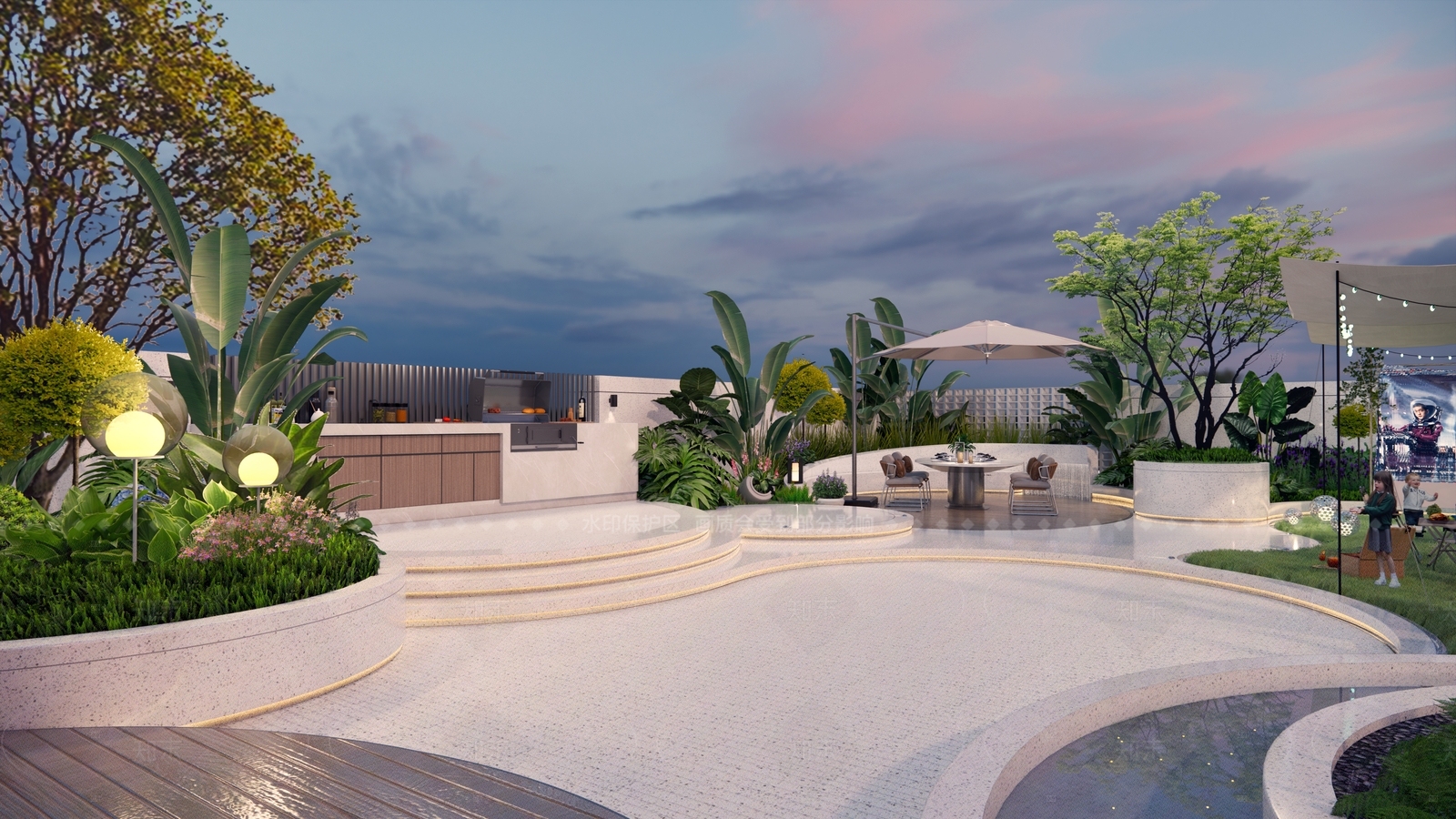 现代轻奢住宅区景观SU模型下载【ID:1206724857】