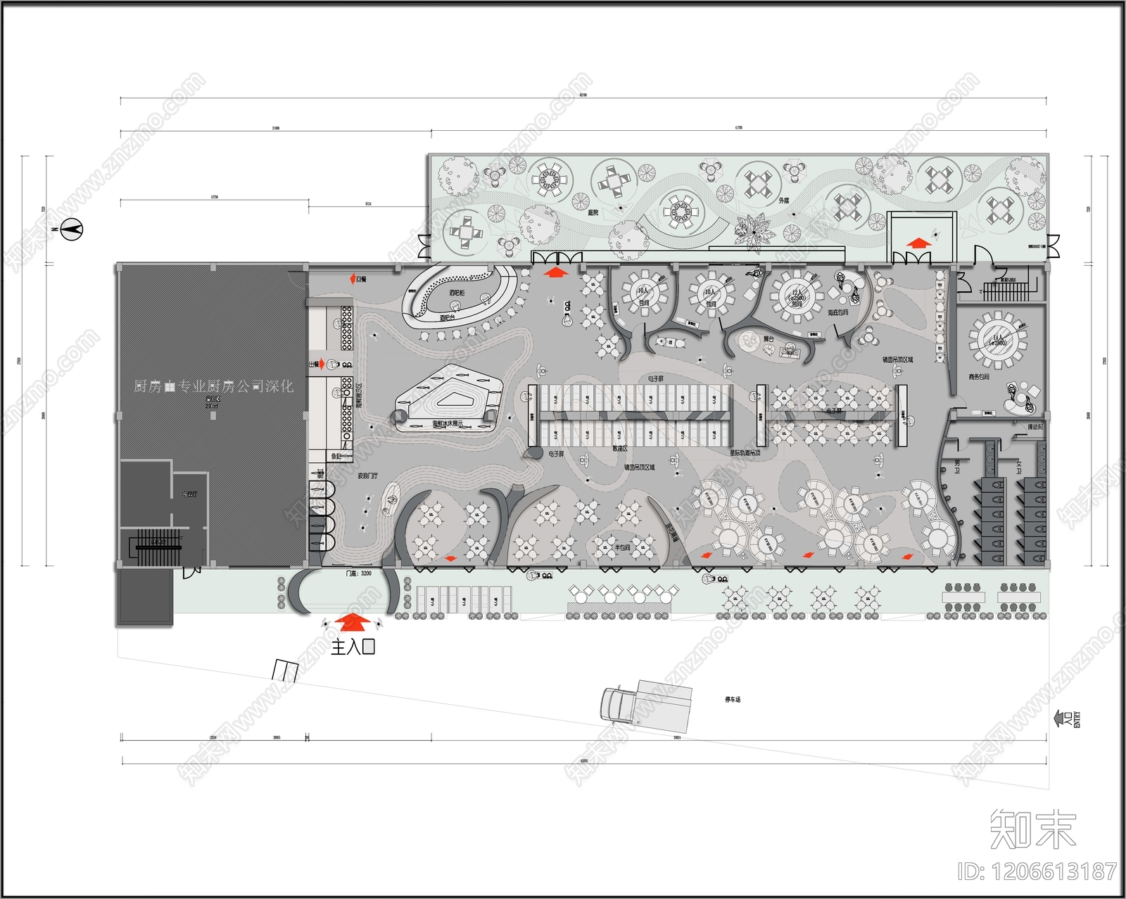 现代中餐厅施工图下载【ID:1206613187】