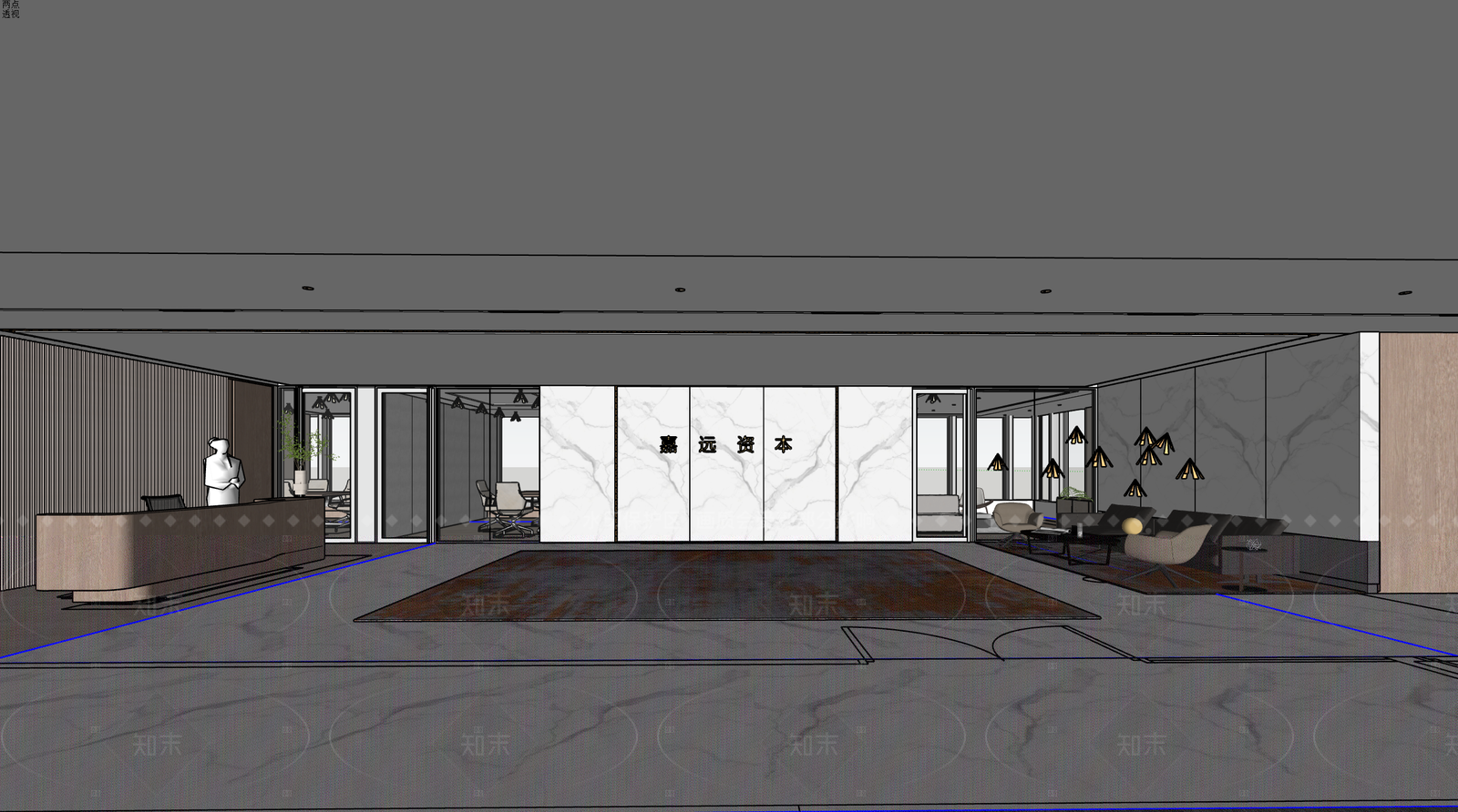现代办公大堂SU模型下载【ID:1206614795】
