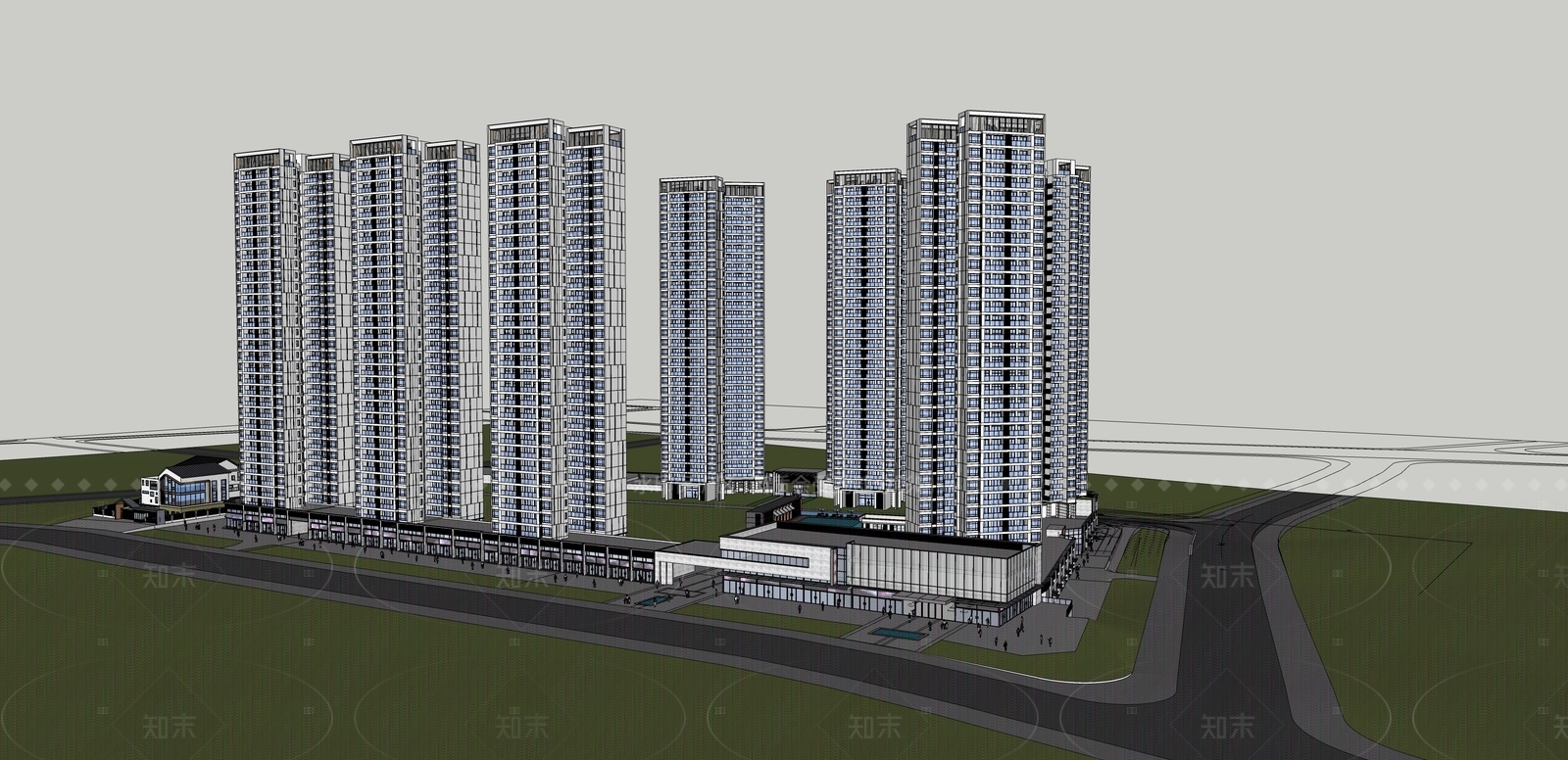 现代简约高层住宅SU模型下载【ID:1206616093】
