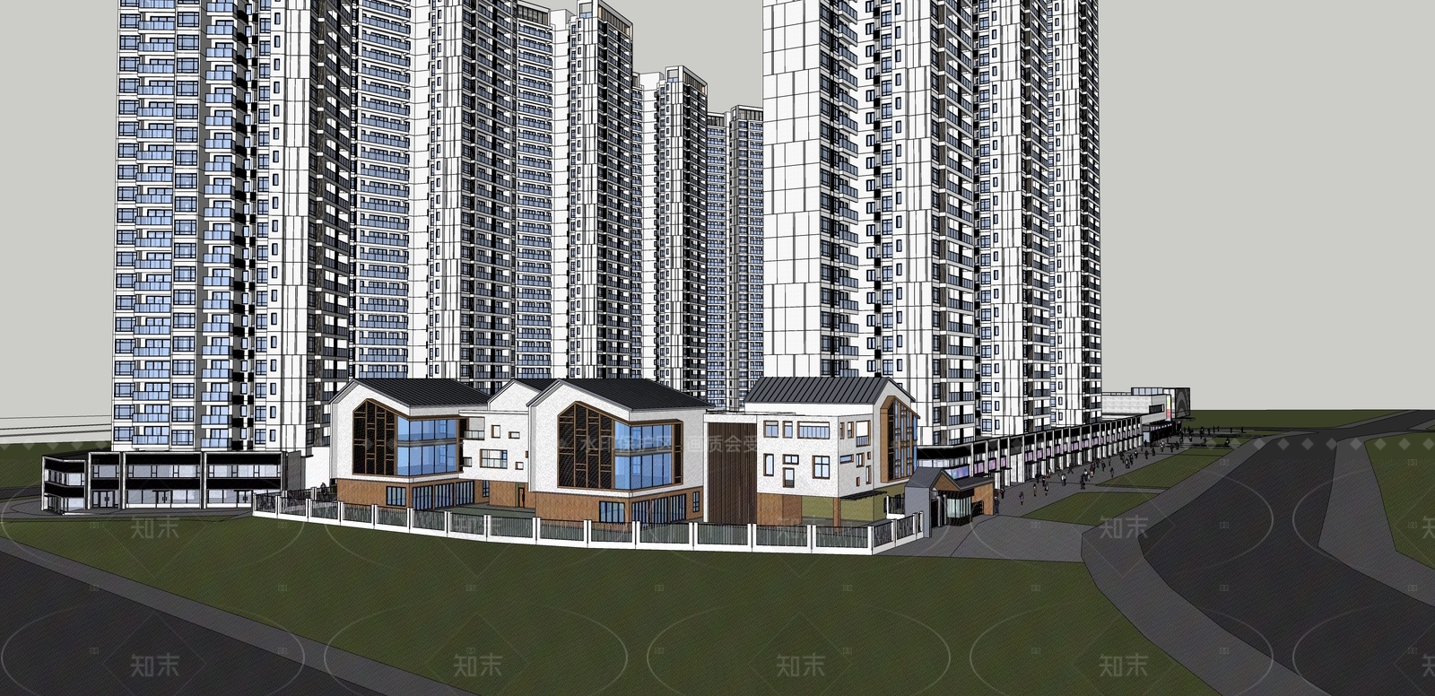 现代简约高层住宅SU模型下载【ID:1206616093】