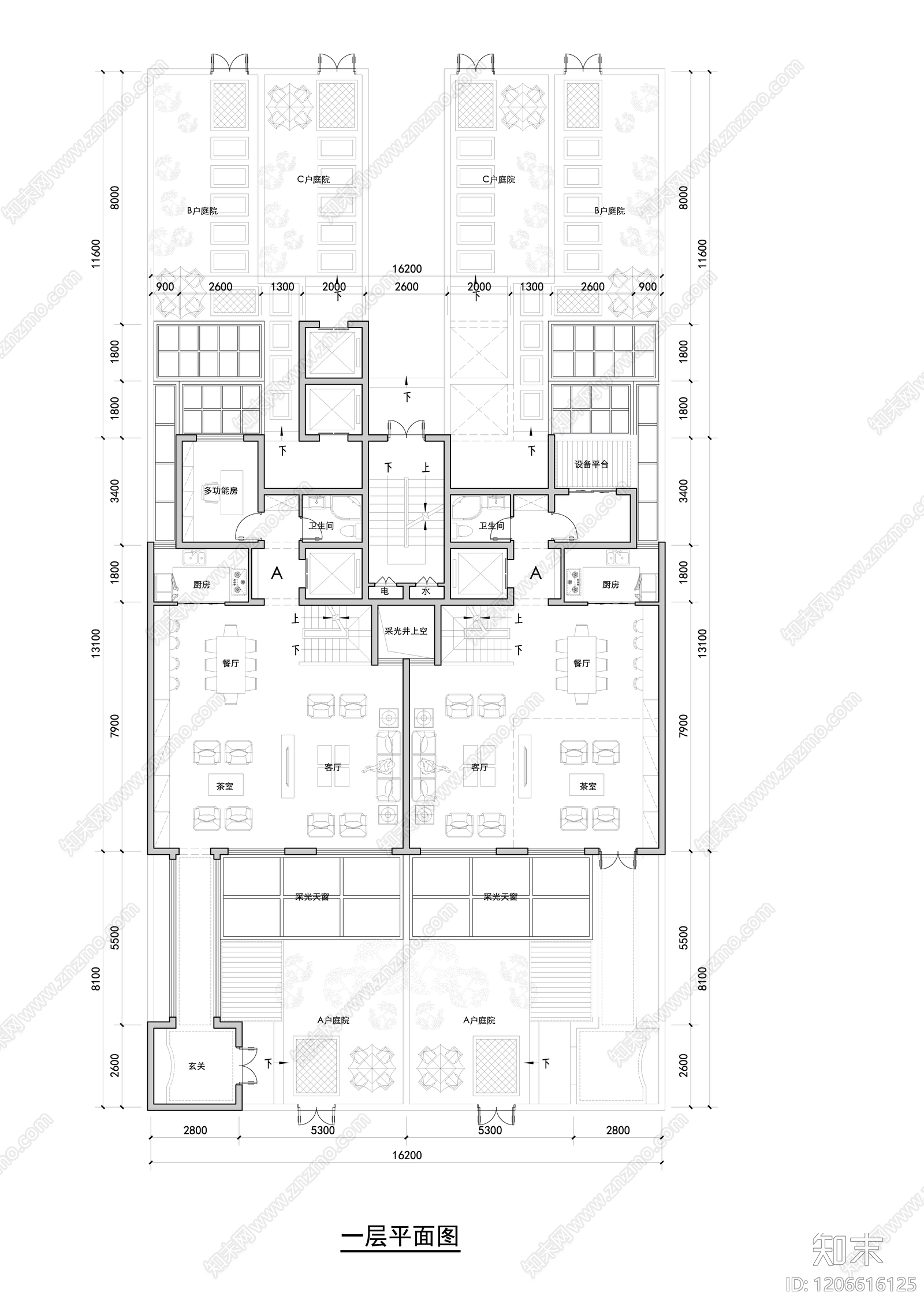 现代新中式别墅建筑施工图下载【ID:1206616125】