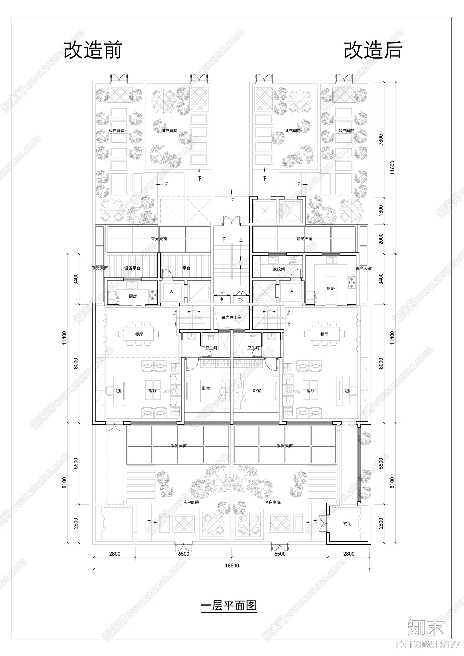 现代新中式别墅建筑施工图下载【ID:1206616177】