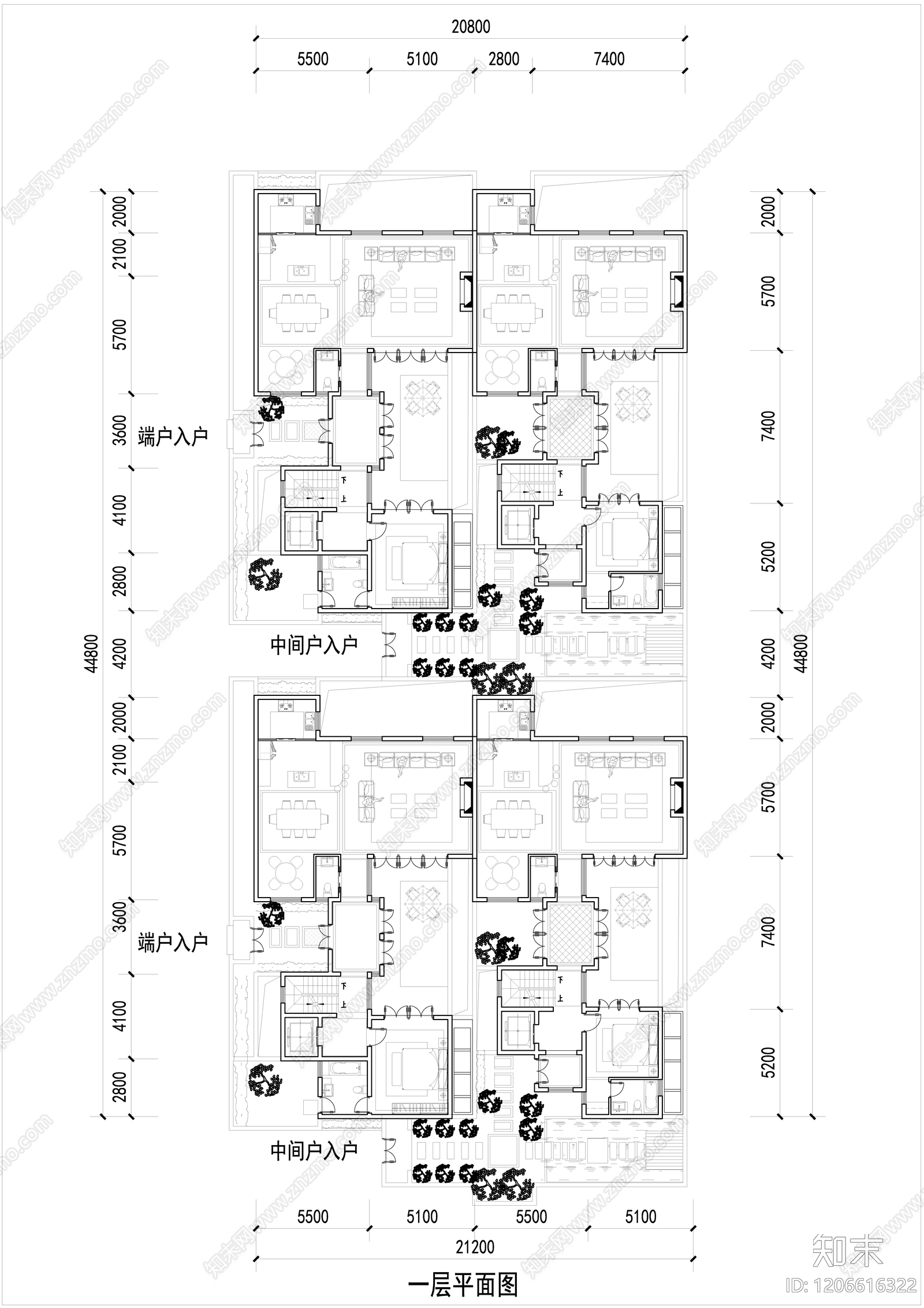 现代新中式四合院施工图下载【ID:1206616322】