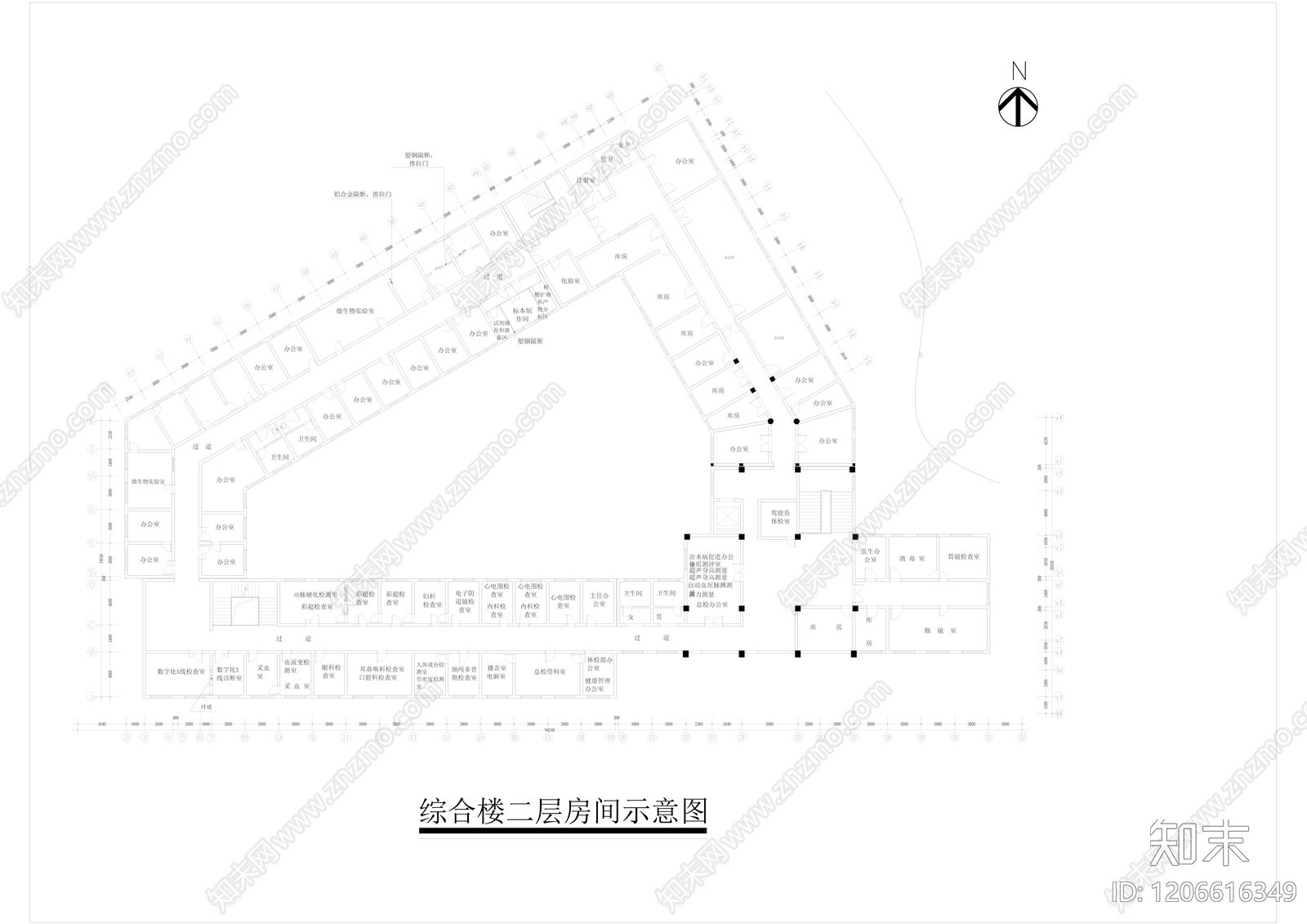 现代医院建筑cad施工图下载【ID:1206616349】