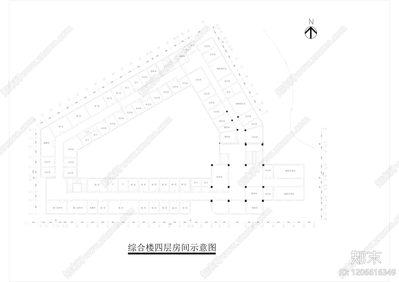 现代医院建筑cad施工图下载【ID:1206616349】