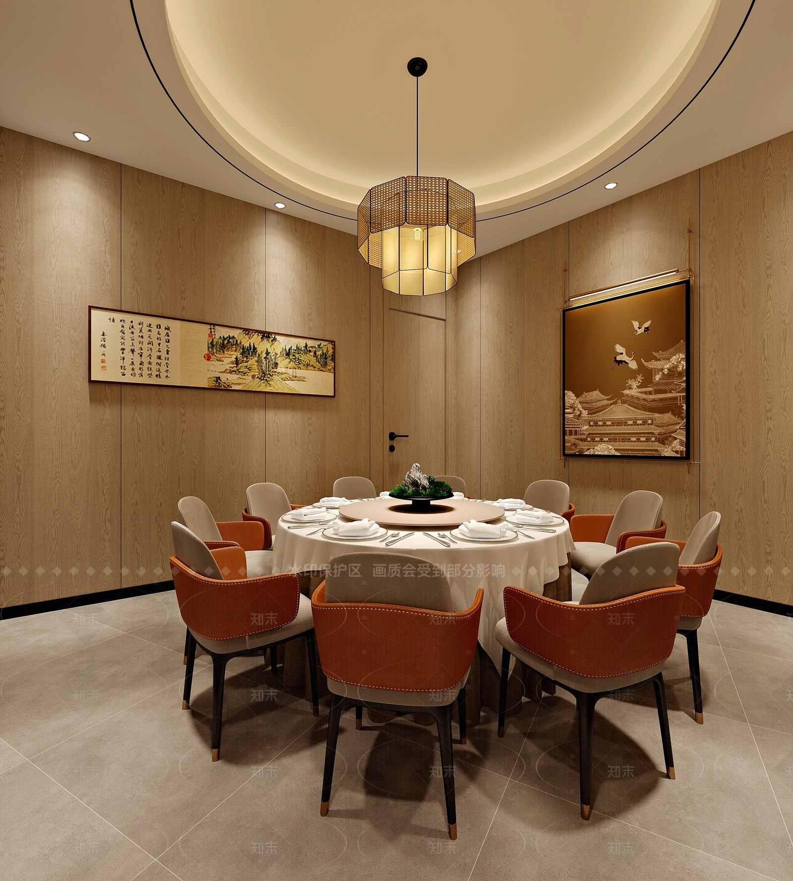新中式现代中餐厅3D模型下载【ID:1206616523】