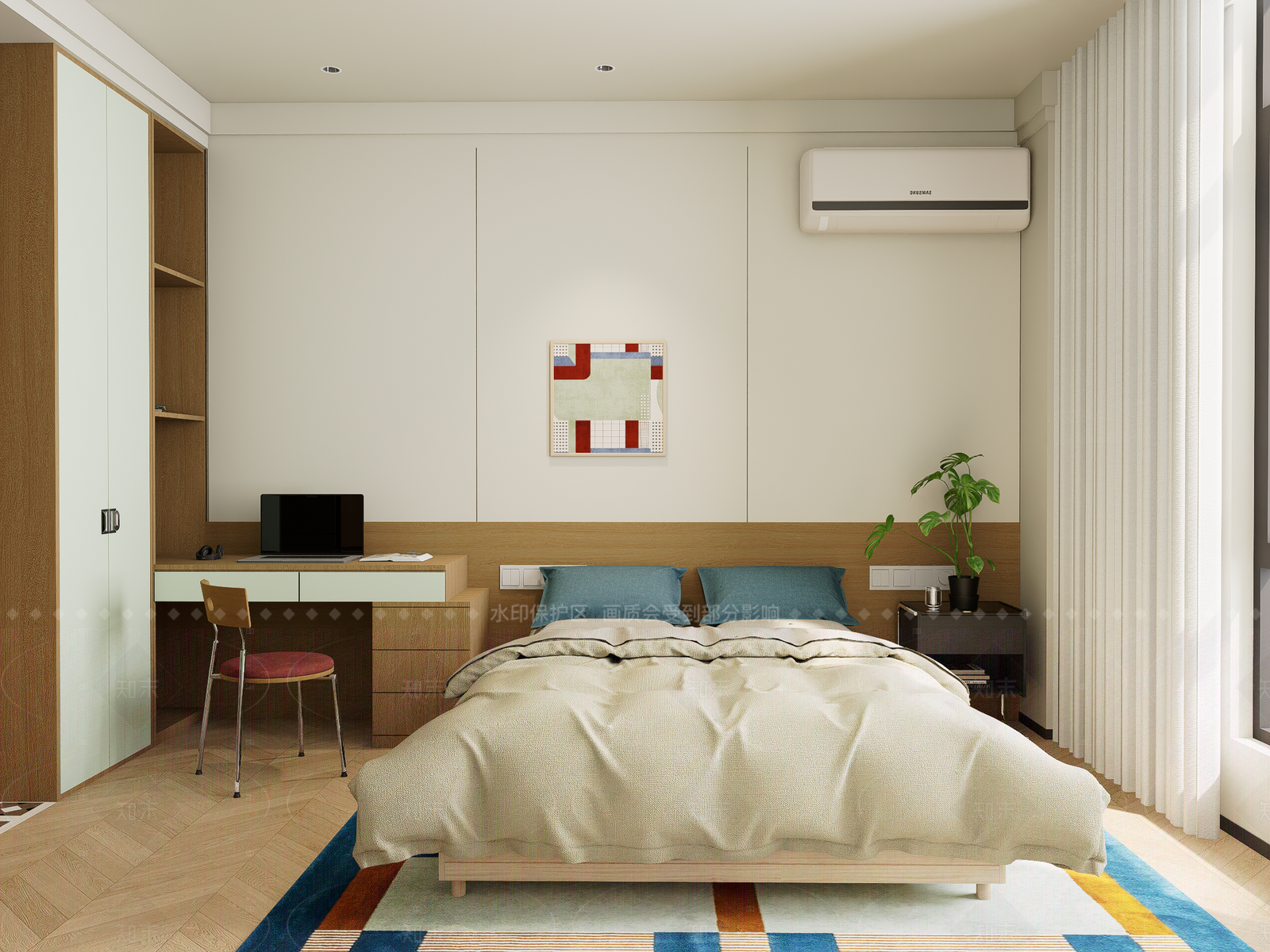 现代中古家居卧室SU模型下载【ID:1206618732】